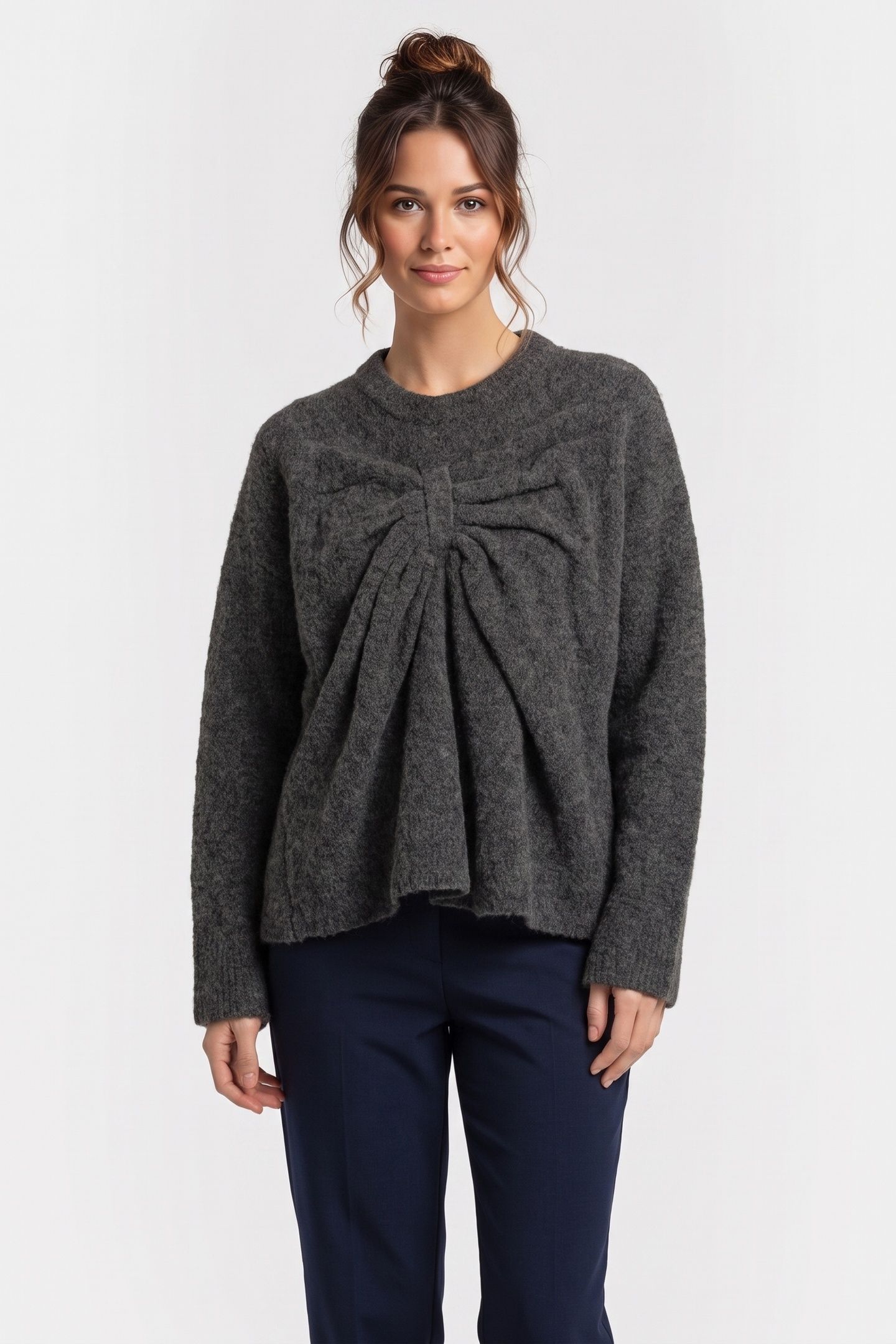 CLOTHILDE BOW SWEATER GREY 1