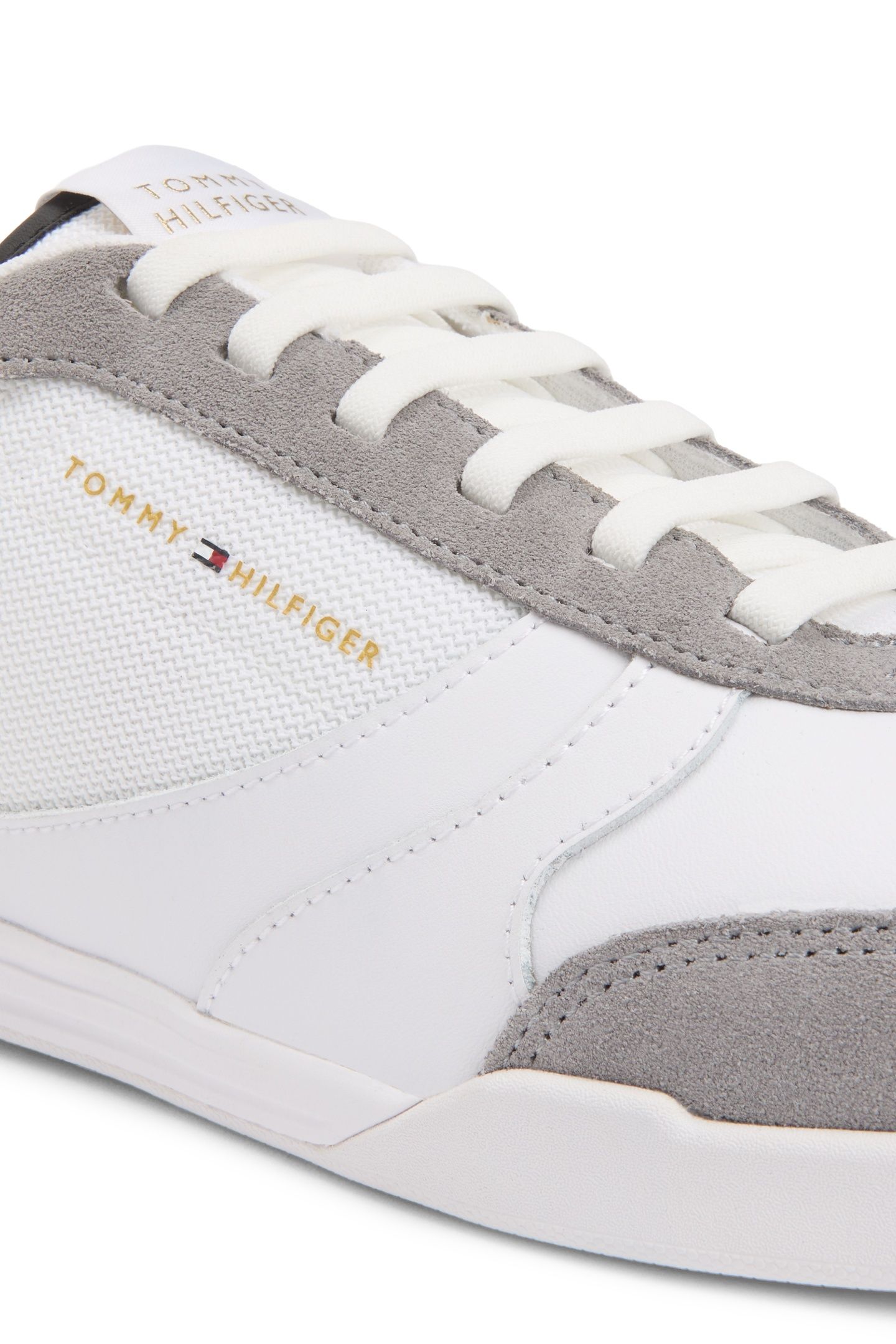 MIXED TEXTURE CUPSOLE TRAINERS WILEATHER WHITE 6