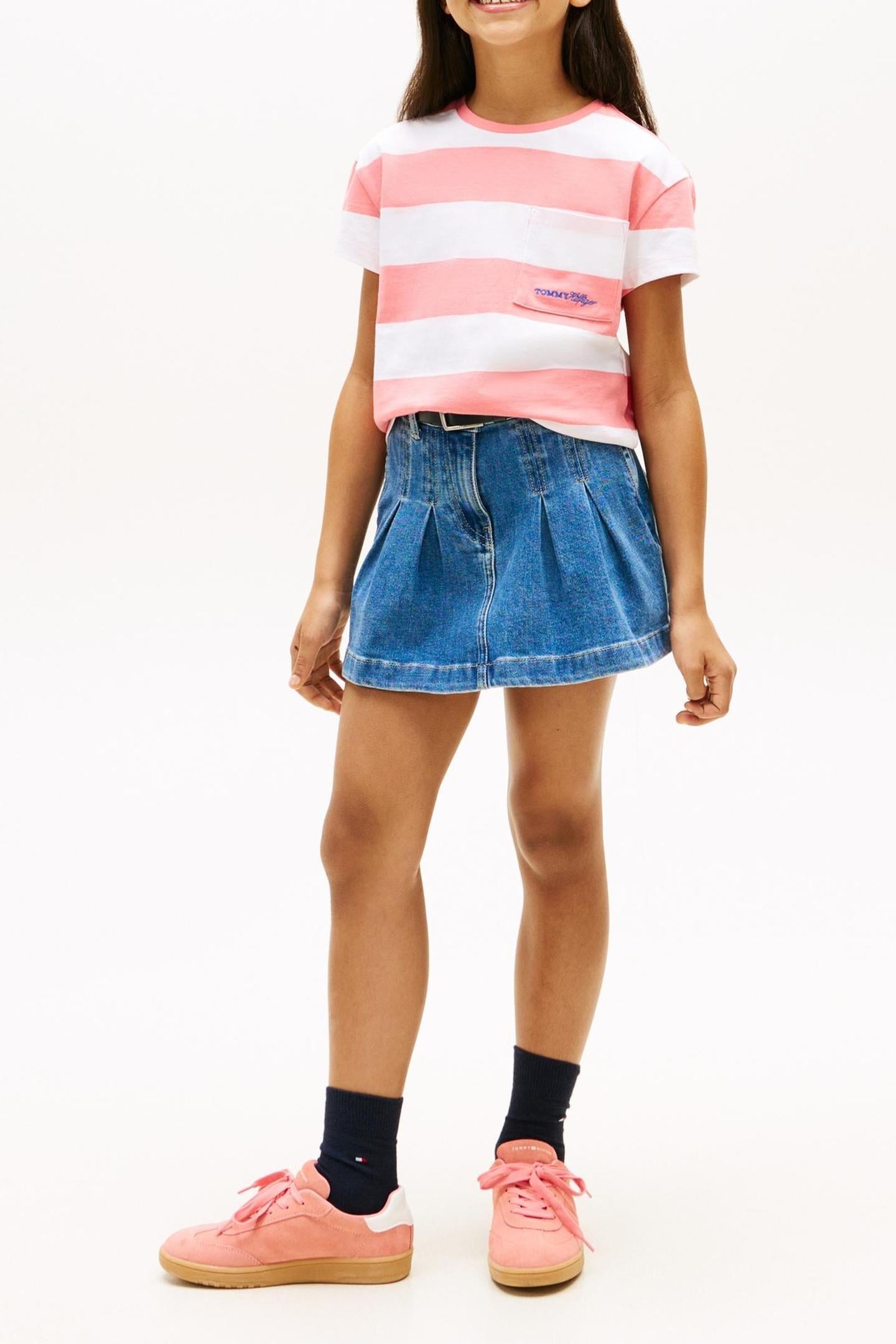 GIRLS STRIPE TEE SS TROPICAL BLUSH STRIPES 1