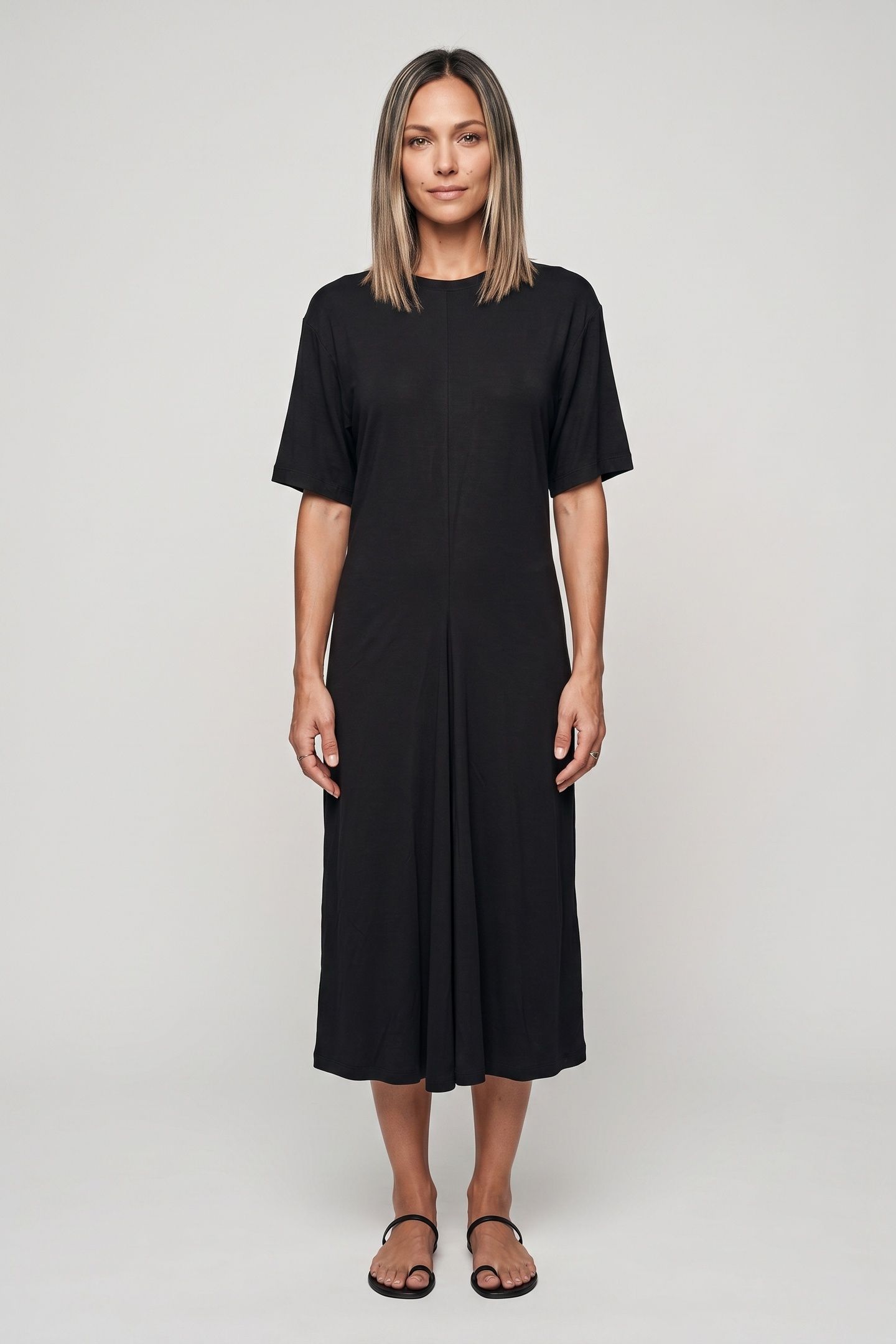 VIENTO VISCOSE CREPE DRESS BLACK 1