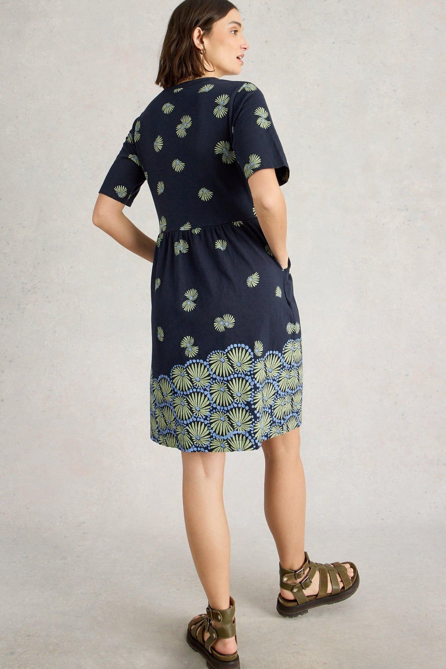 THEA JERSEY DRESS NAVY PRINT 3