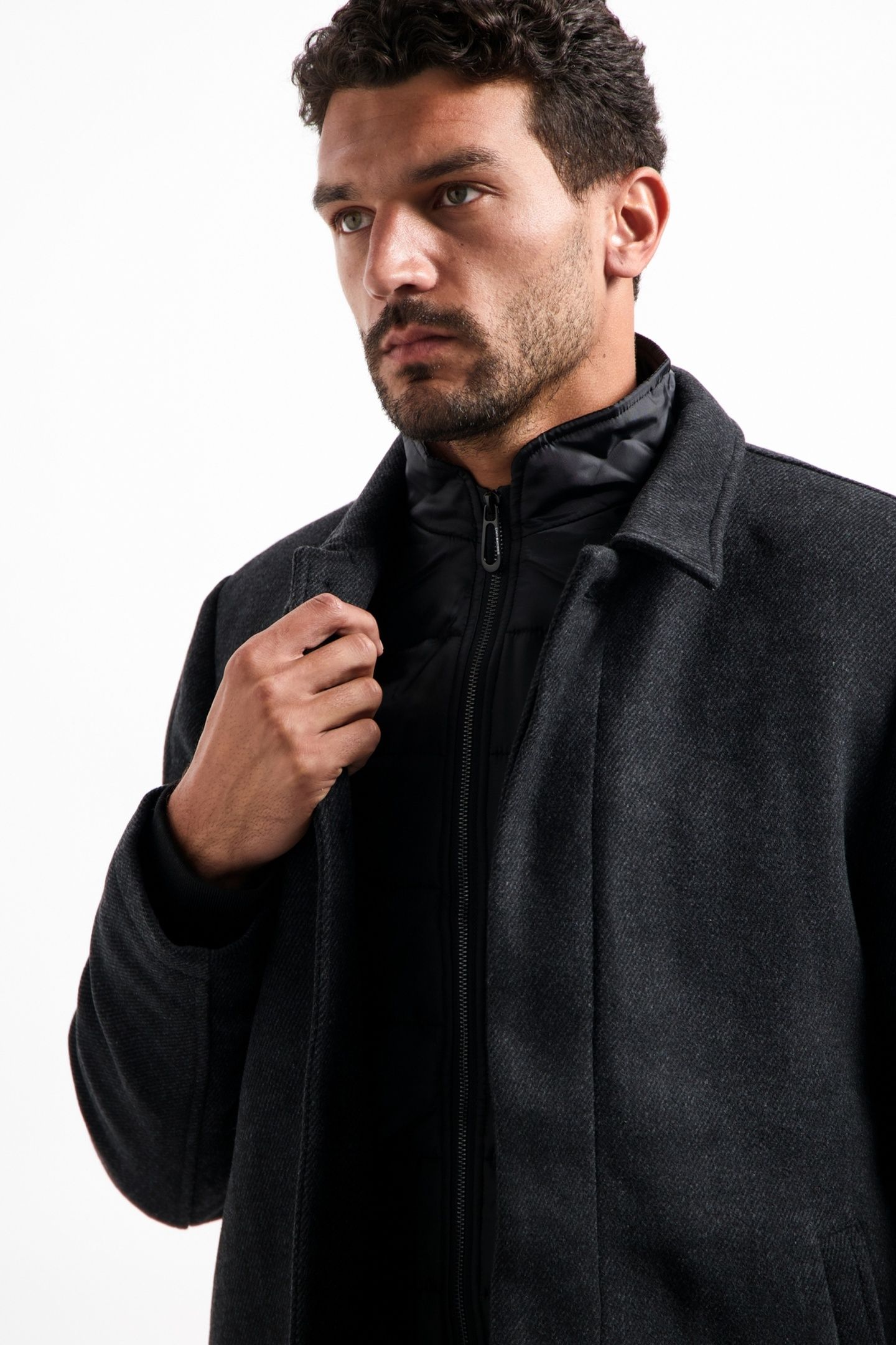 JACKET MID LONG FIT DETACHABLE FRONT WITH WOOL ANTRA MELANGE 7