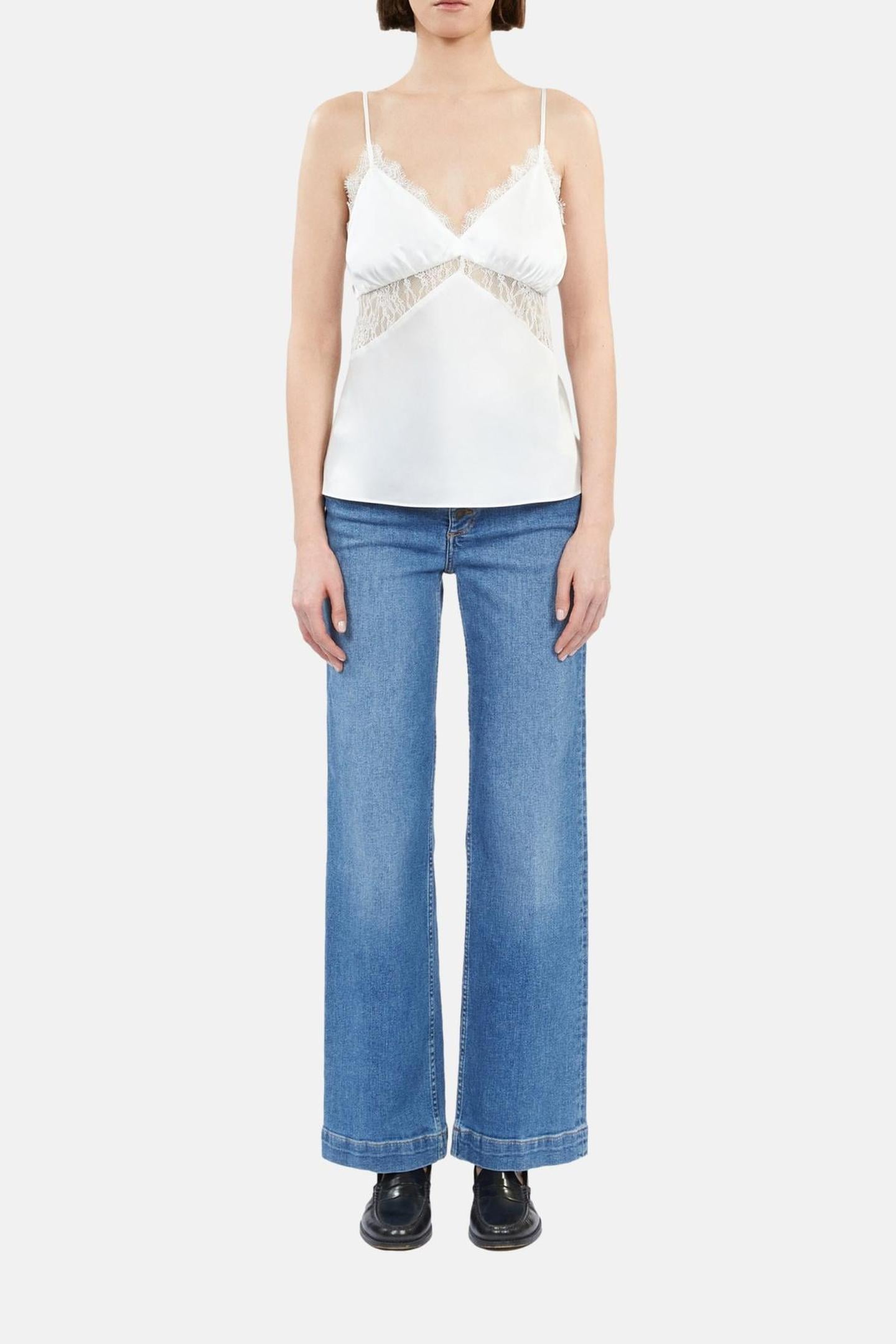 SILK STRAP TOP WITH LACE ECRU 2