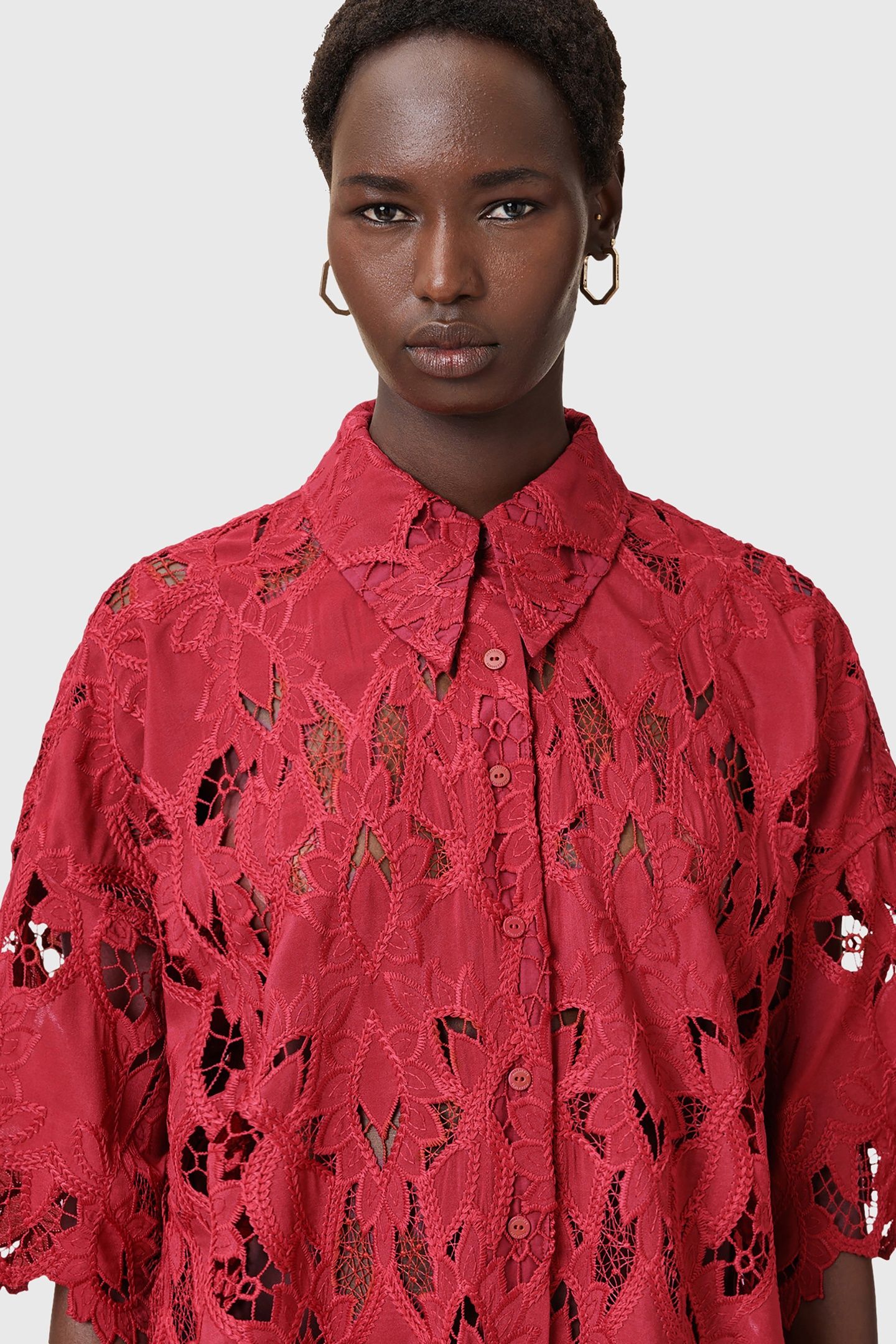 CHARLI EMB SHIRT BURNT BRICK RED 8