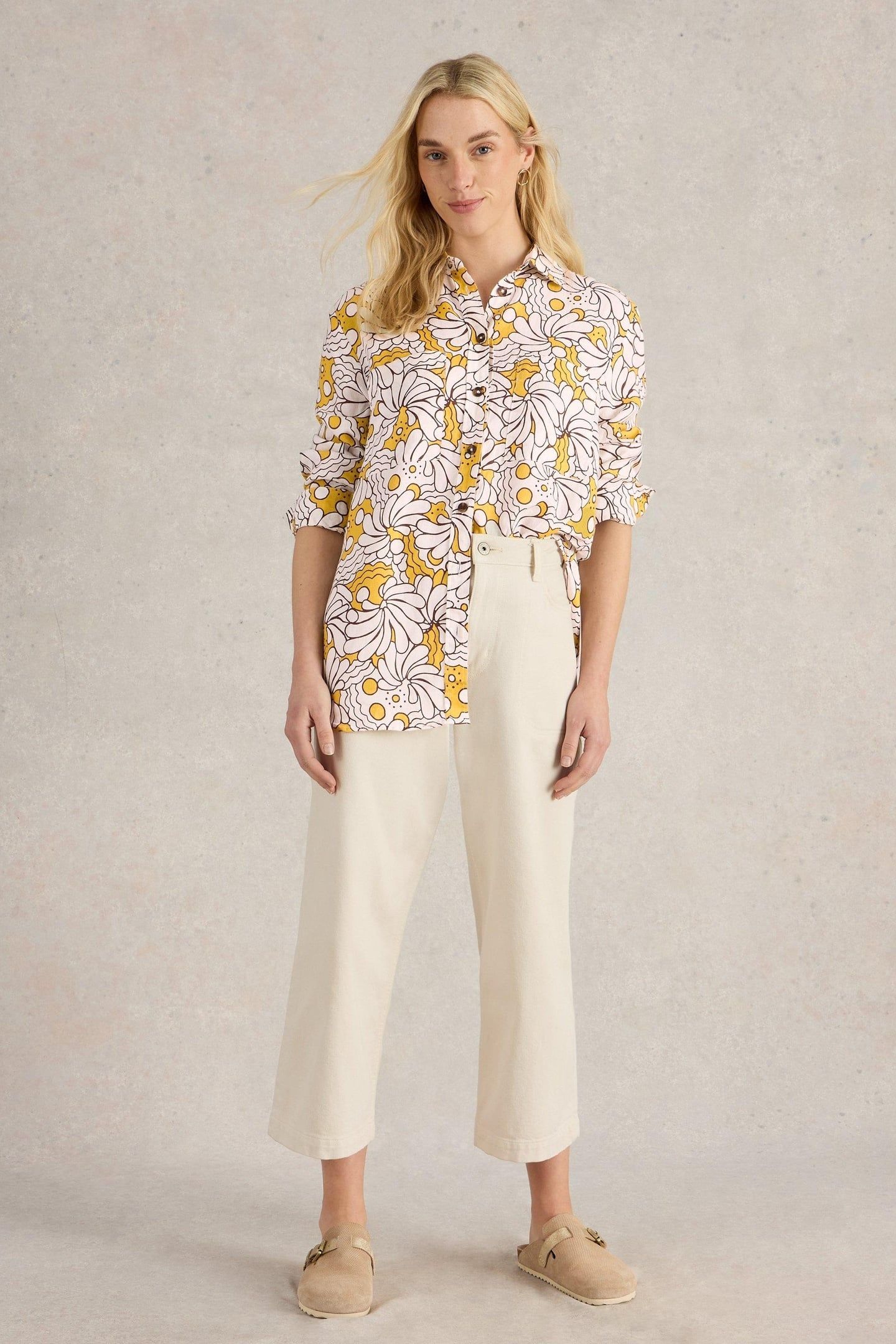 LYDIA LINEN SHIRT YELLOW PRINT 2