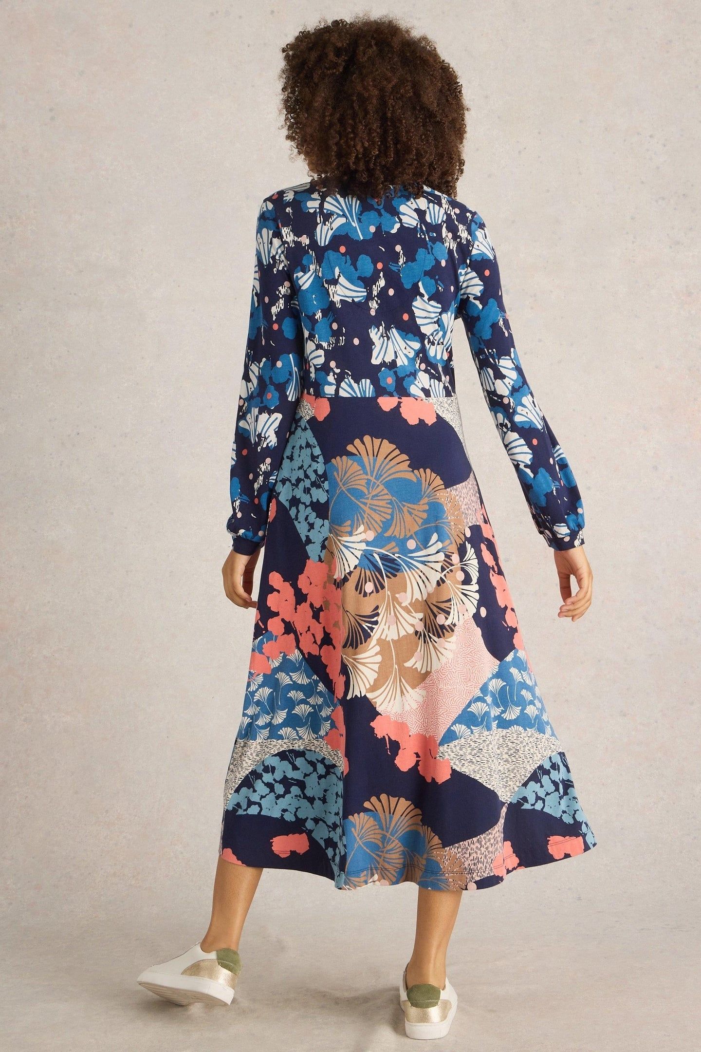 MEGAN JERSEY DRESS NAVY MULTI 3
