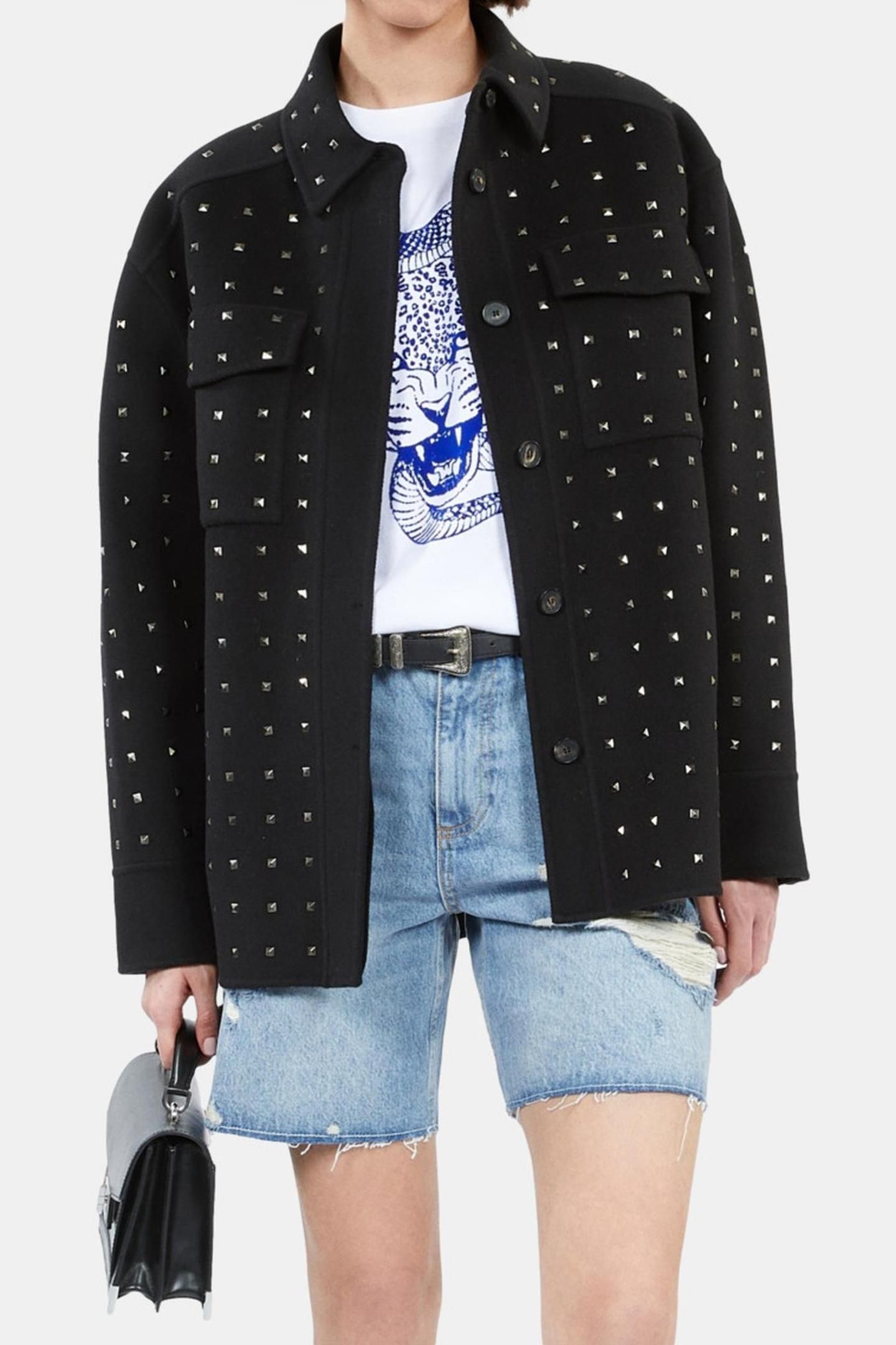 BLOUSON DOUBLE FACE DETAILS STUDS BLACK 1