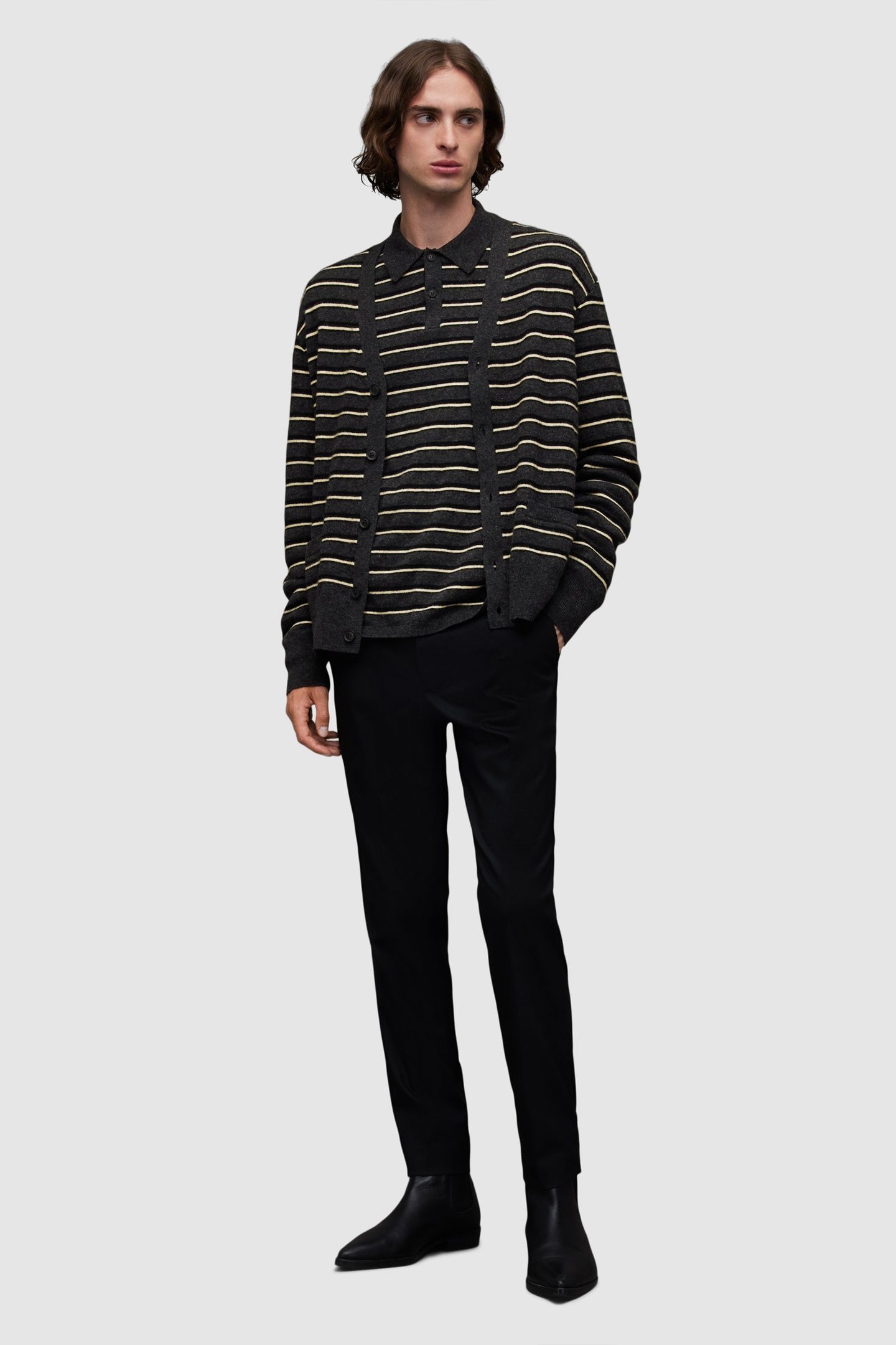 STAFFORD CARDIGAN CINDER ML/BLK/YELW 2
