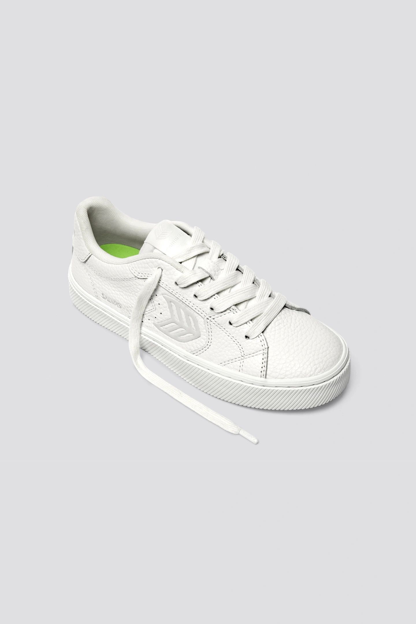 SALVAS PEBBLED LEATHER WHITE ICE LOGO 6