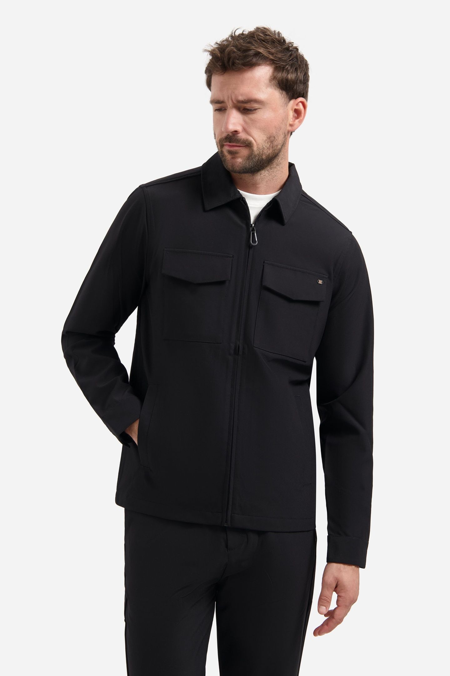 OVERSHIRT FULL ZIPPER STRETCH SEDOC BLACK 2
