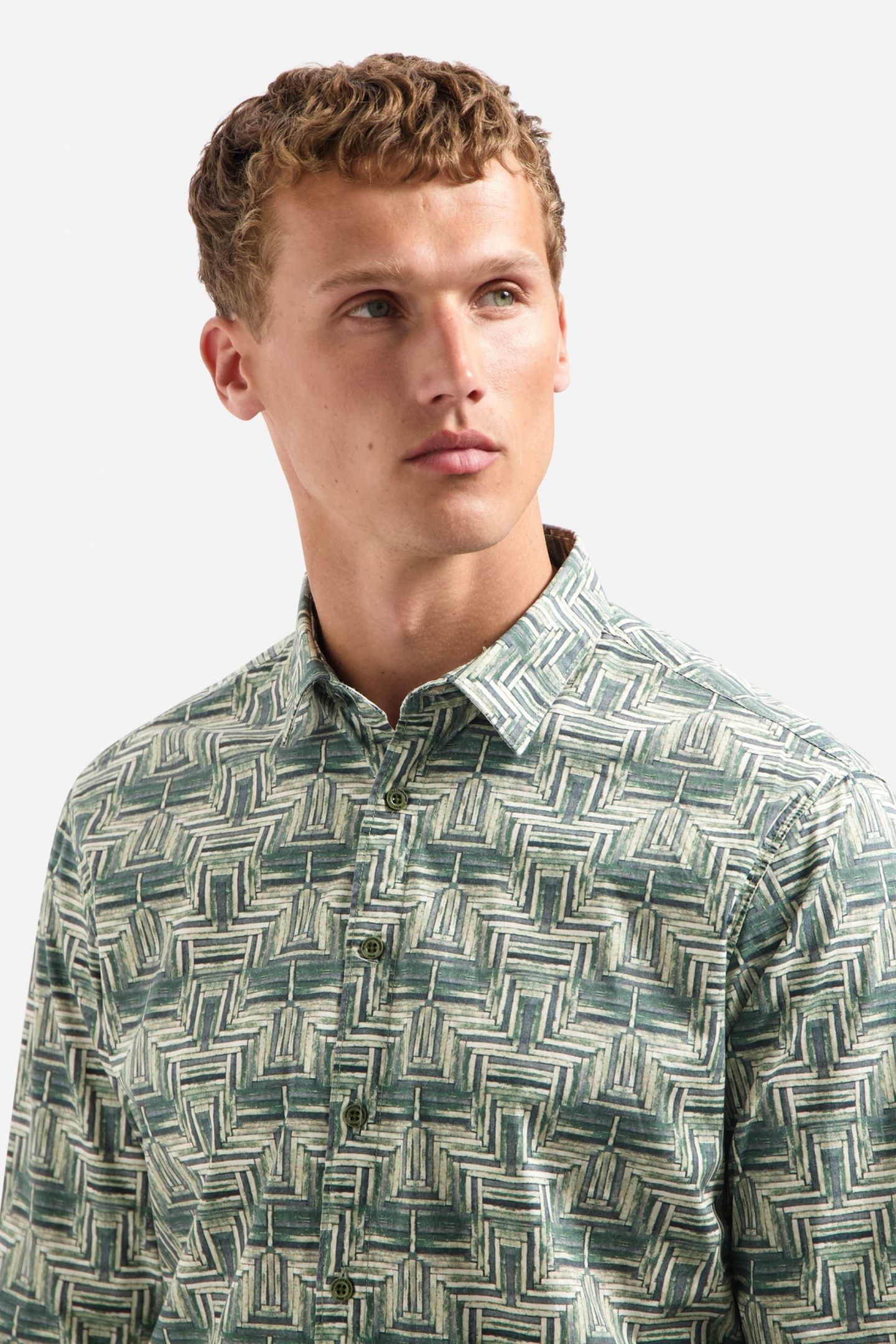 SHIRT STRETCH ALLOVER PRINTED DARK GREEN 7