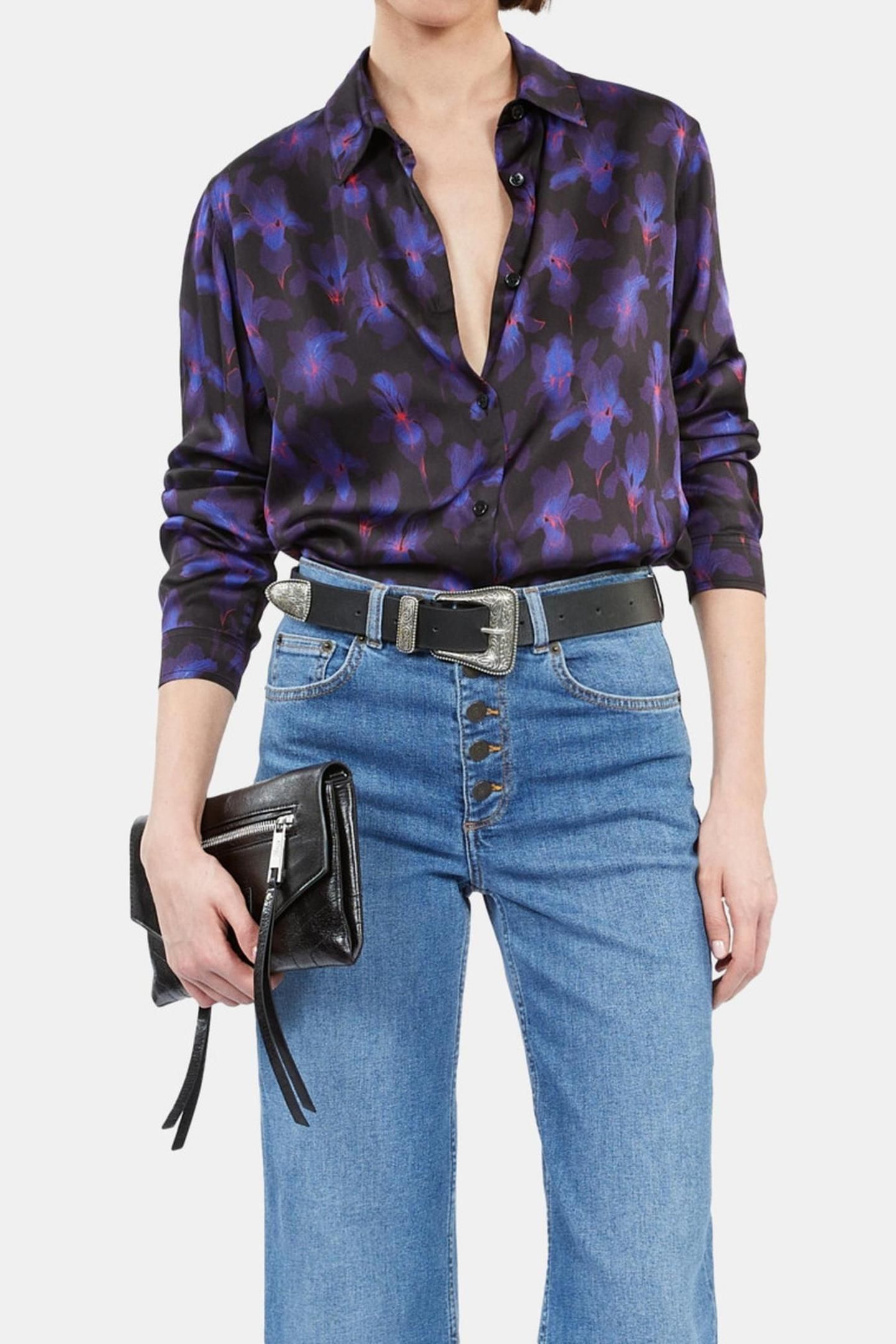 PRINTED LONG-SLEEVED SHIRT BLACK/LIGHTPINK/BLUE 1