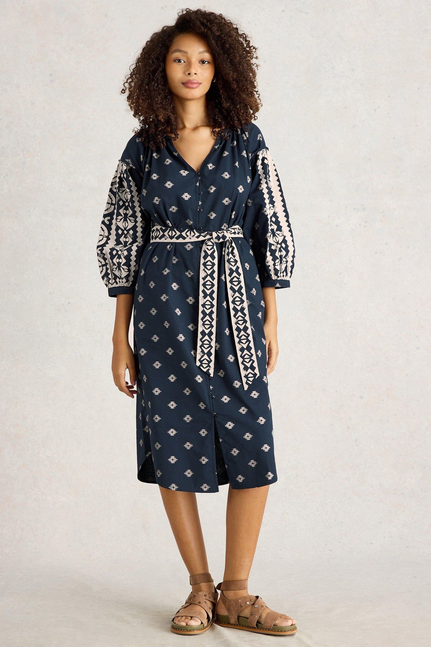 ELLA EMBROIDERED DRESS NAVY MULTI 2