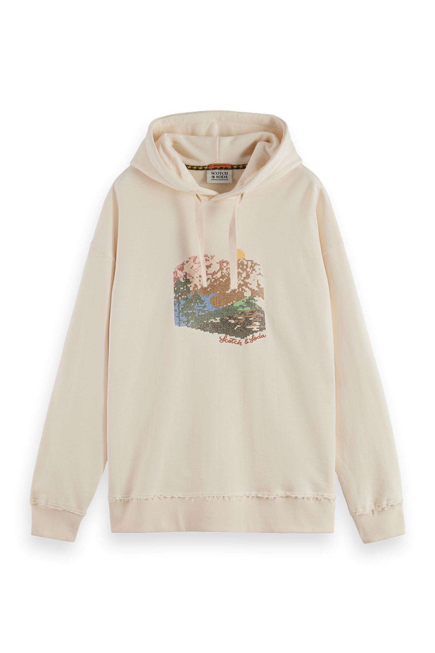 LOOSE FIT EMBROIDERED ARTWORK HOODIE EGGNOG 4