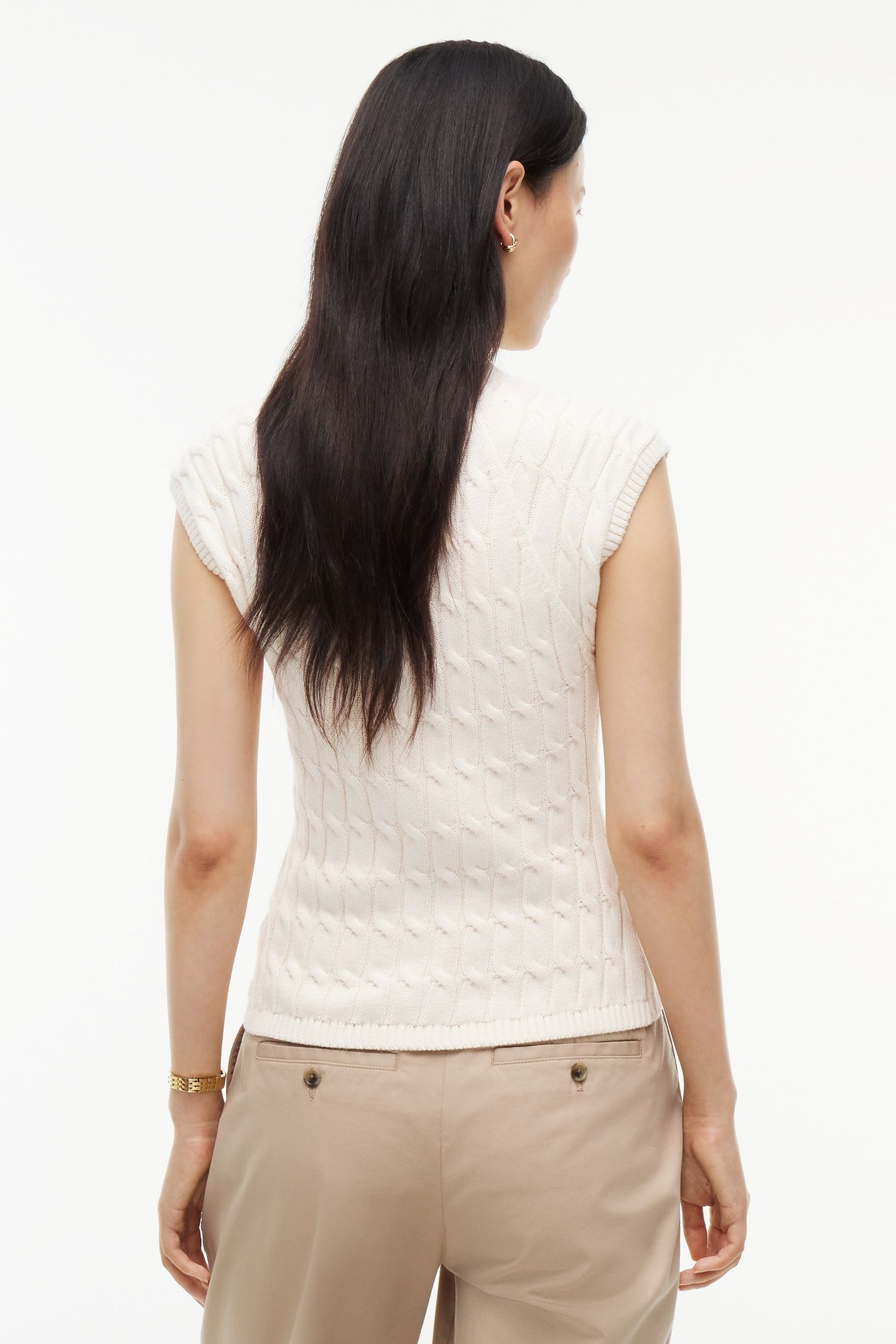 MID CABLE VEST CARDIGAN IVORY PETAL 2