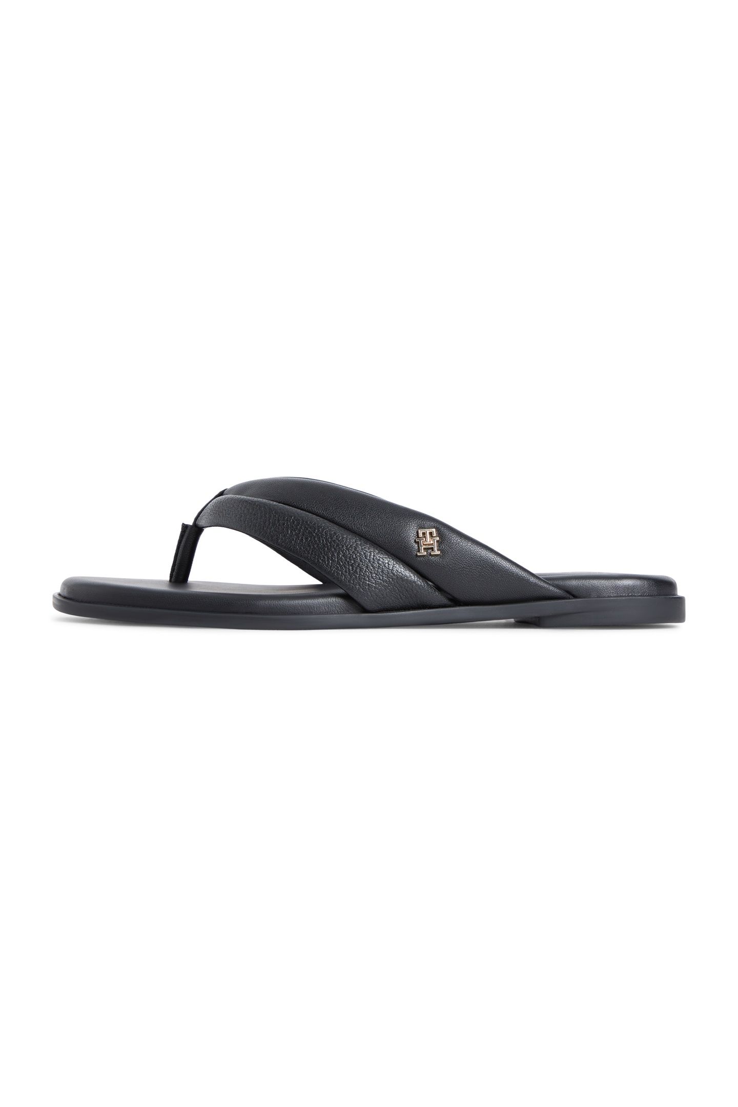 ELEVATED TOE POST FLAT SANDALS BLACK 4