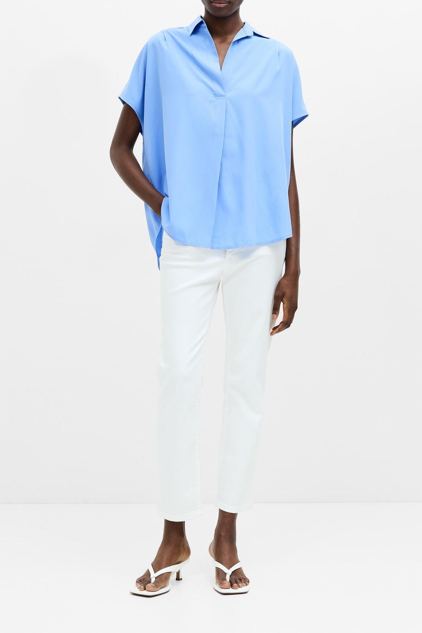 CREPE LIGHT SLEEVELESS POPOVER CORNFLOWER BLUE 2