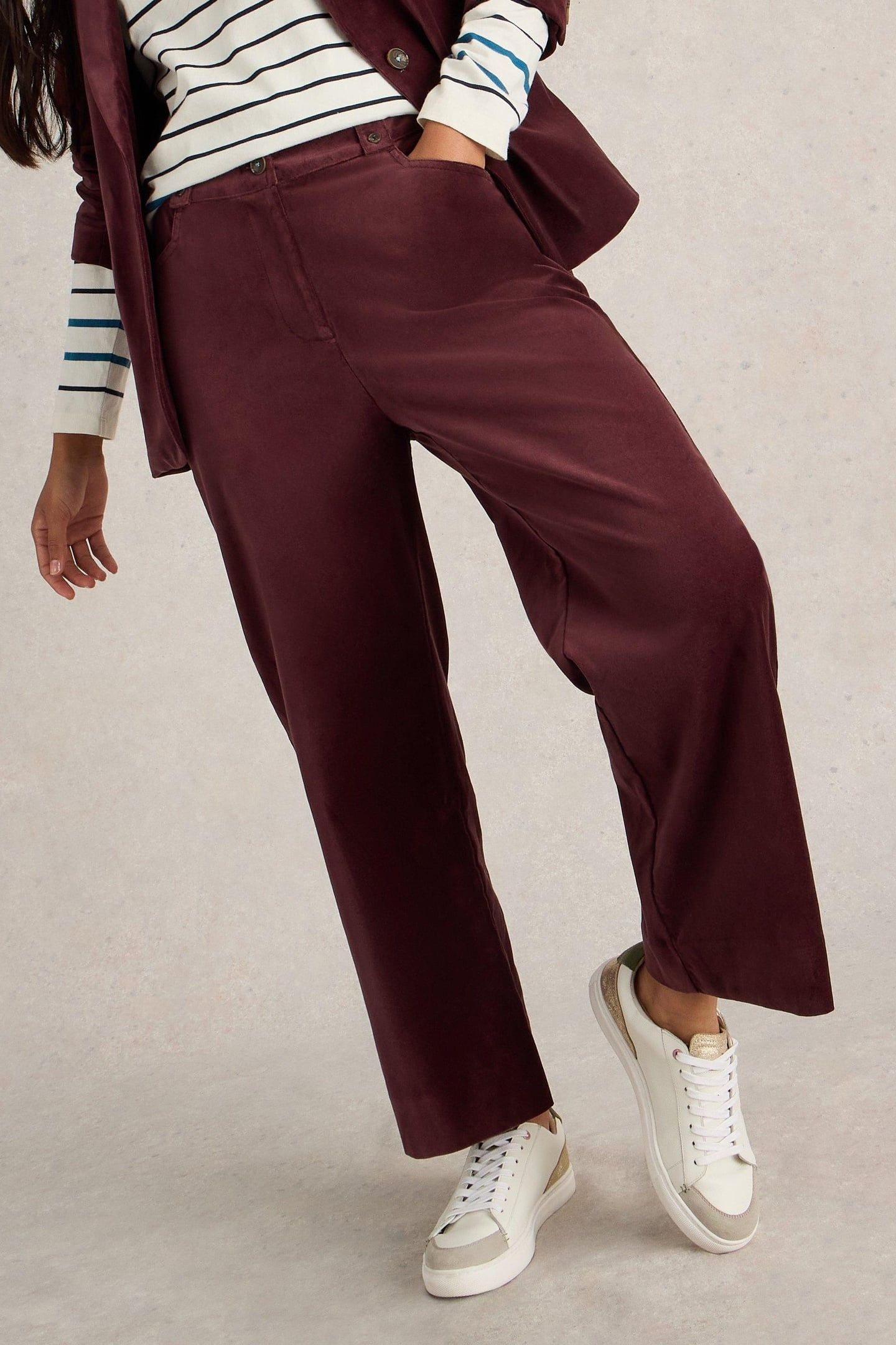 BELLE CROPPED VELVET TROUSER DARK PLUM 7