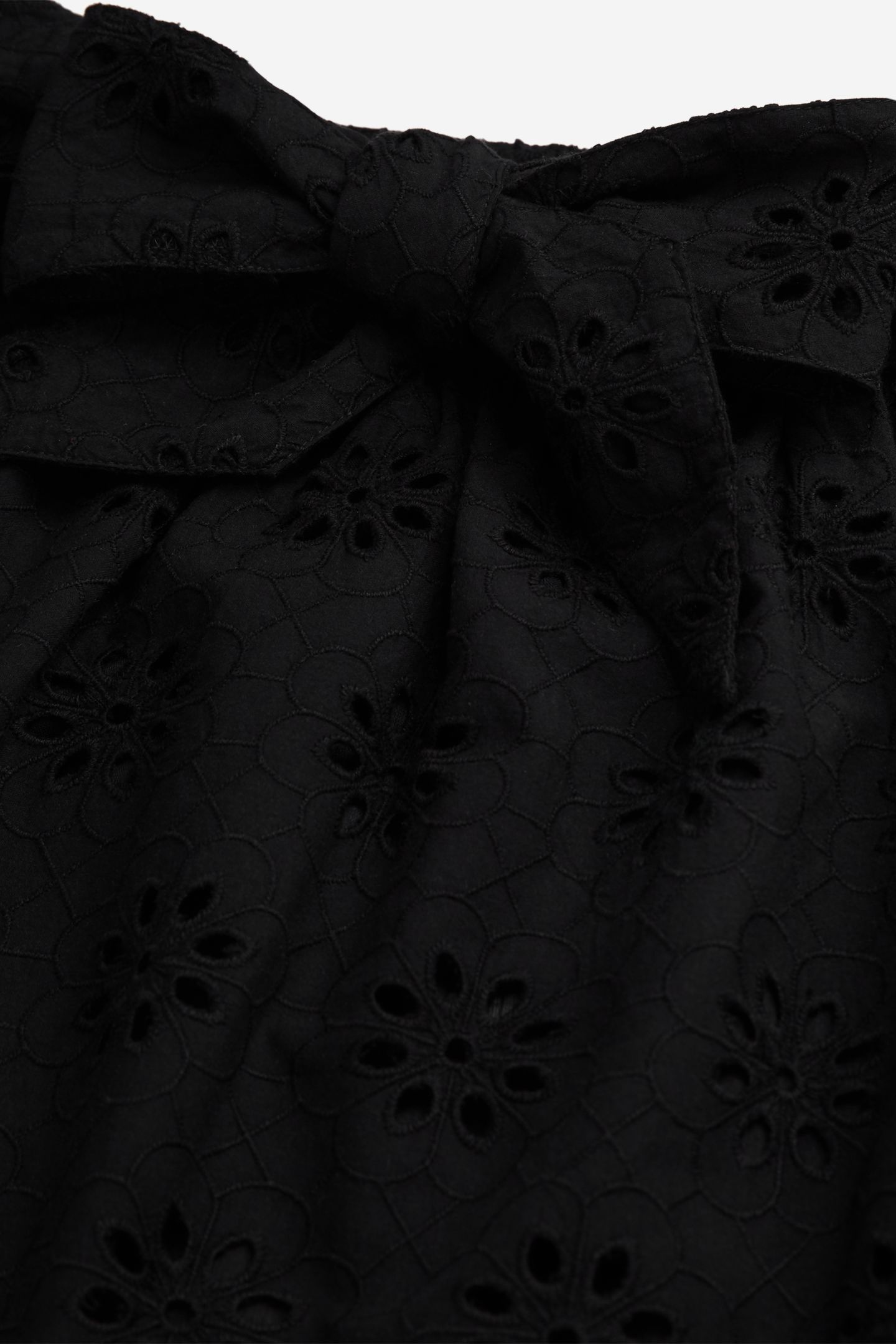 SHORT ELASTICATED SKIRT WITH ENGLISH EMBROIDERY BLACK 6