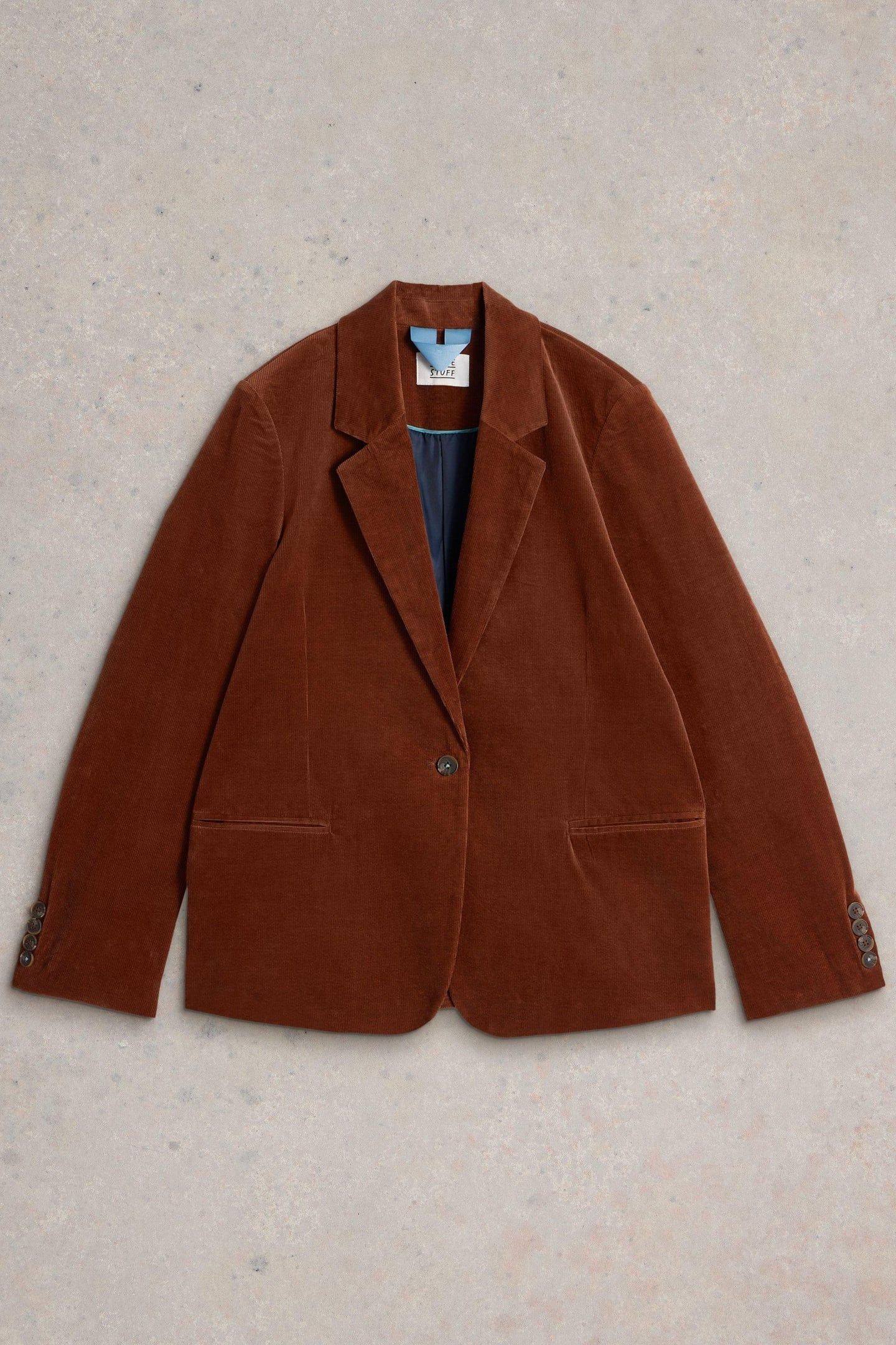EVELYN CORD BLAZER DARK TAN 3