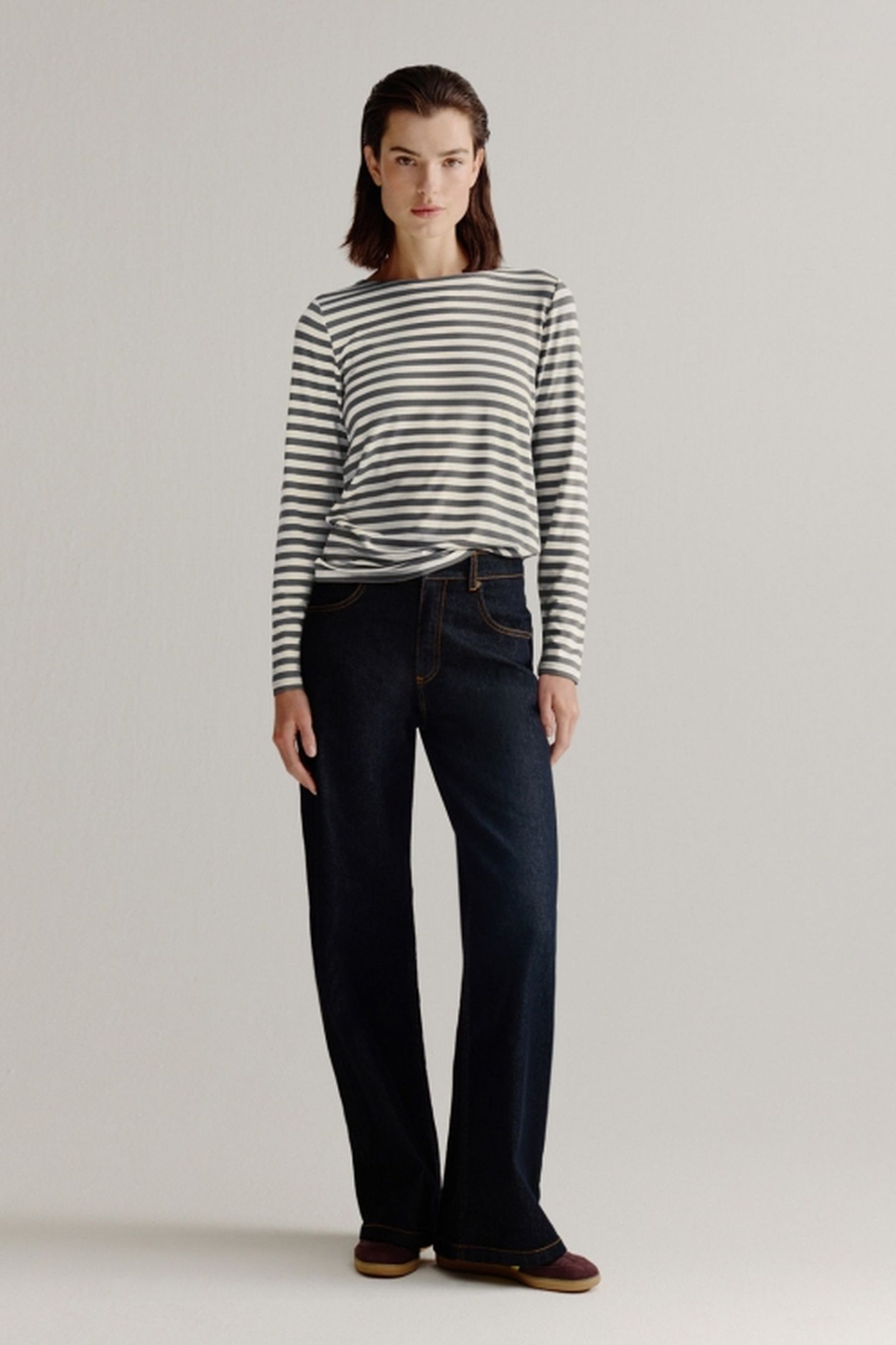 ALINE T-SHIRT STRIPE STEEL GREY 2