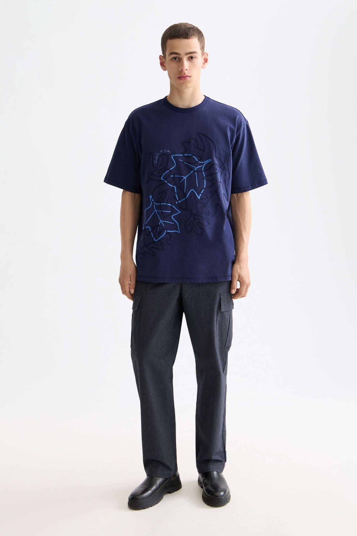 MELANGE COTTON-BLEND RELAXED STRAIGHT FIT CARGO GREY MELANGE 1