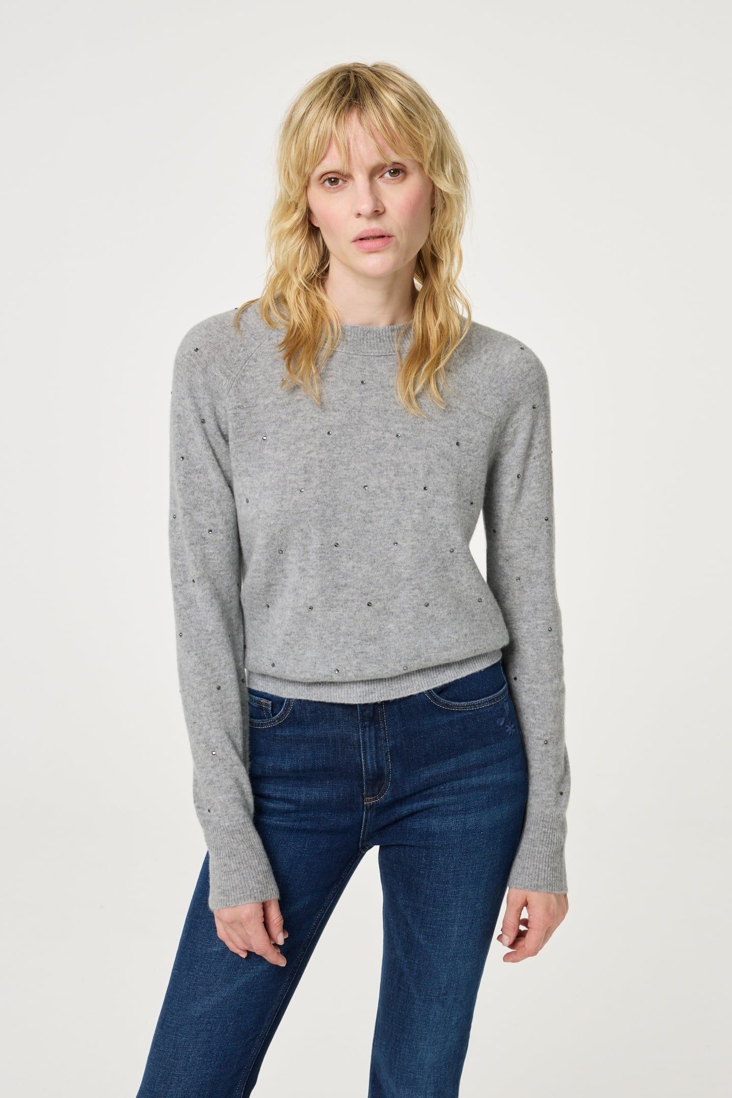 LIDI RHINESTONE PULLOVER GREY MELANGE 2