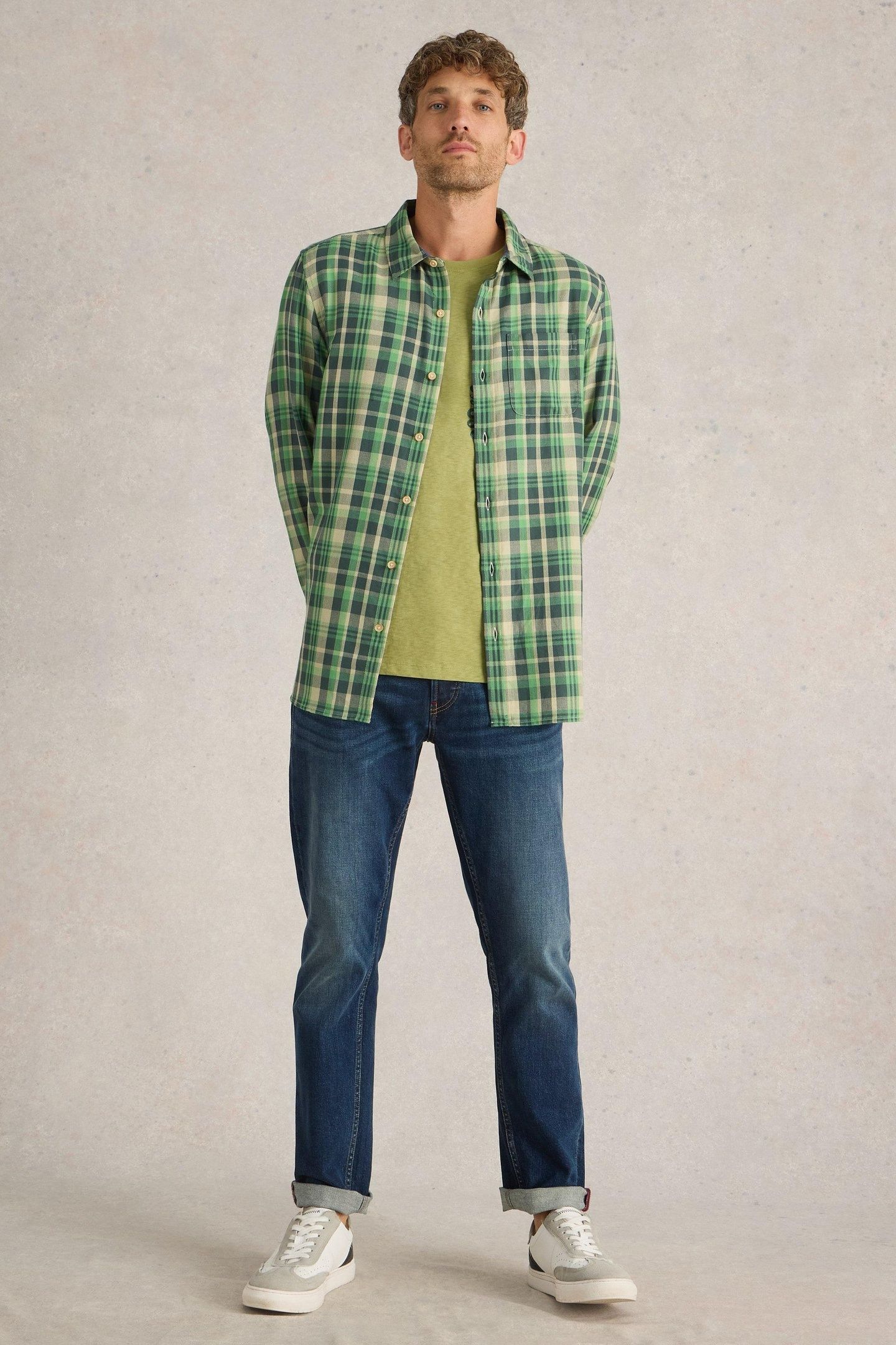 MOXLEY BRUSHED LS CHECK SHIRT GREEN MULTI 2