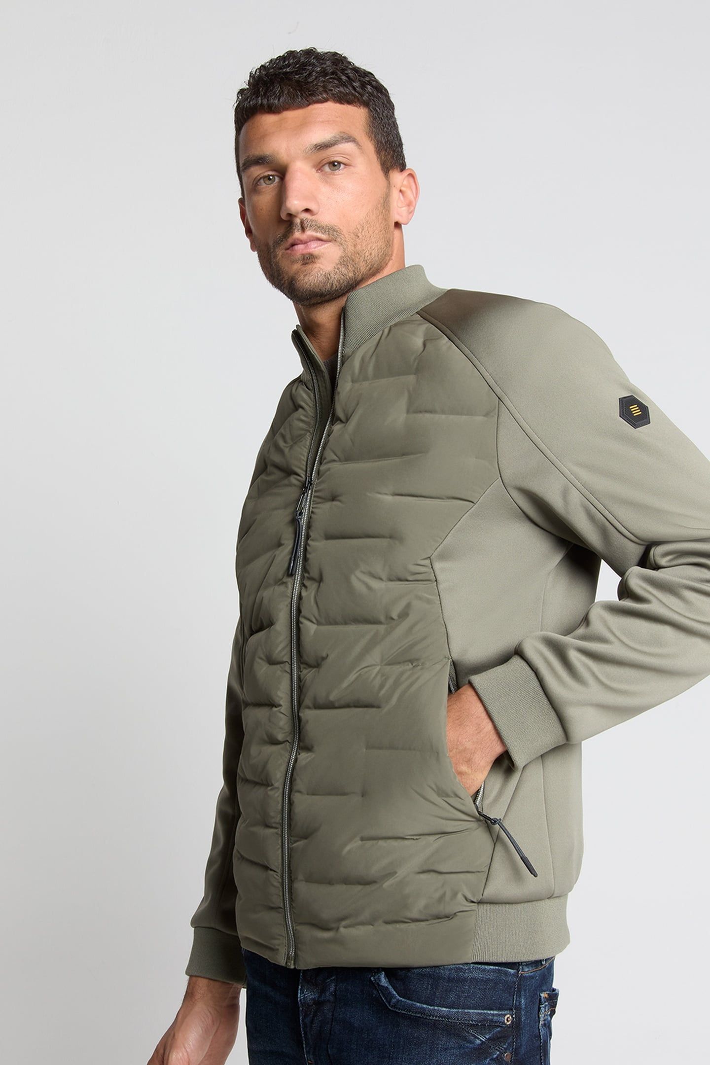 JACKET SHORT FIT SEALED KNITTED MIX STEEL 1