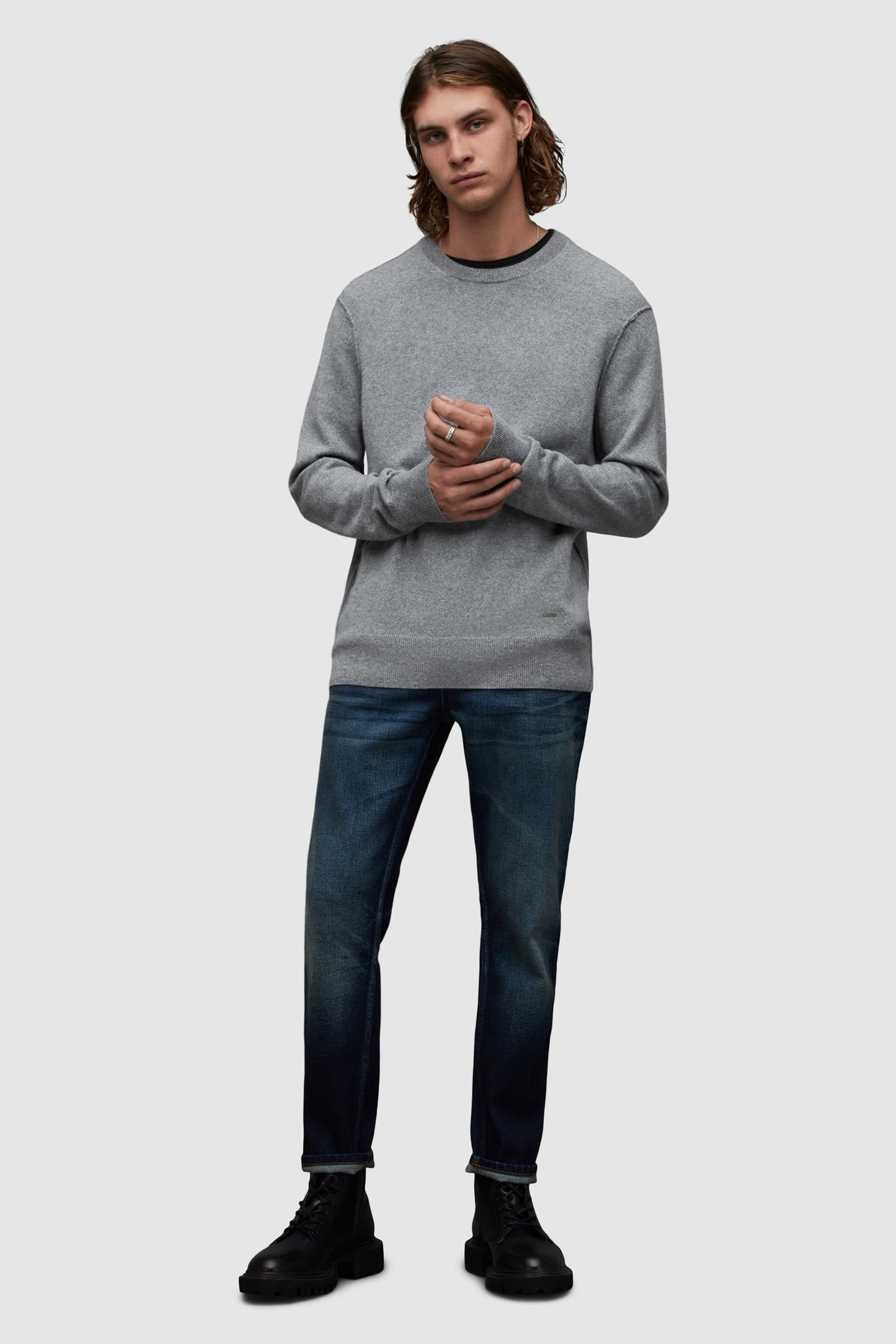 FINN CASHMERE CREW GREY MARL 1
