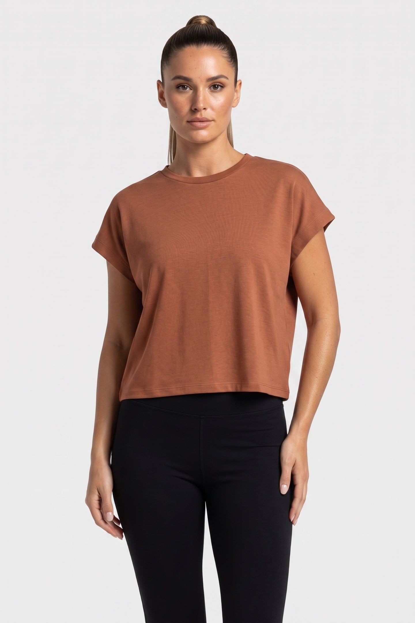 TOP BOXY WASHED MODAL PIQUE CACAO 1