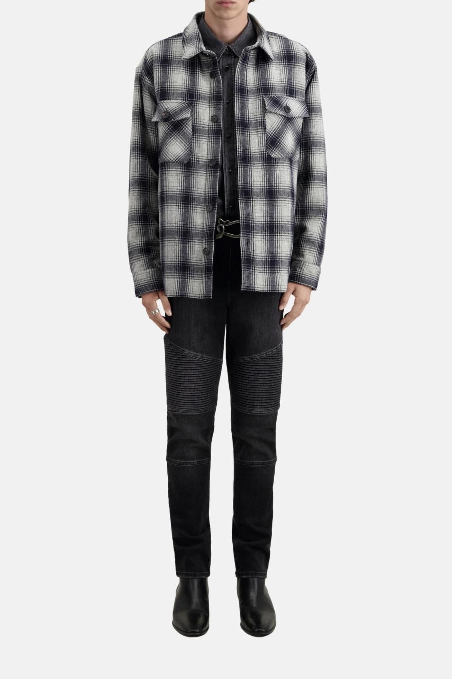 QUILTED CHECK JACKET GREY BLACK 1