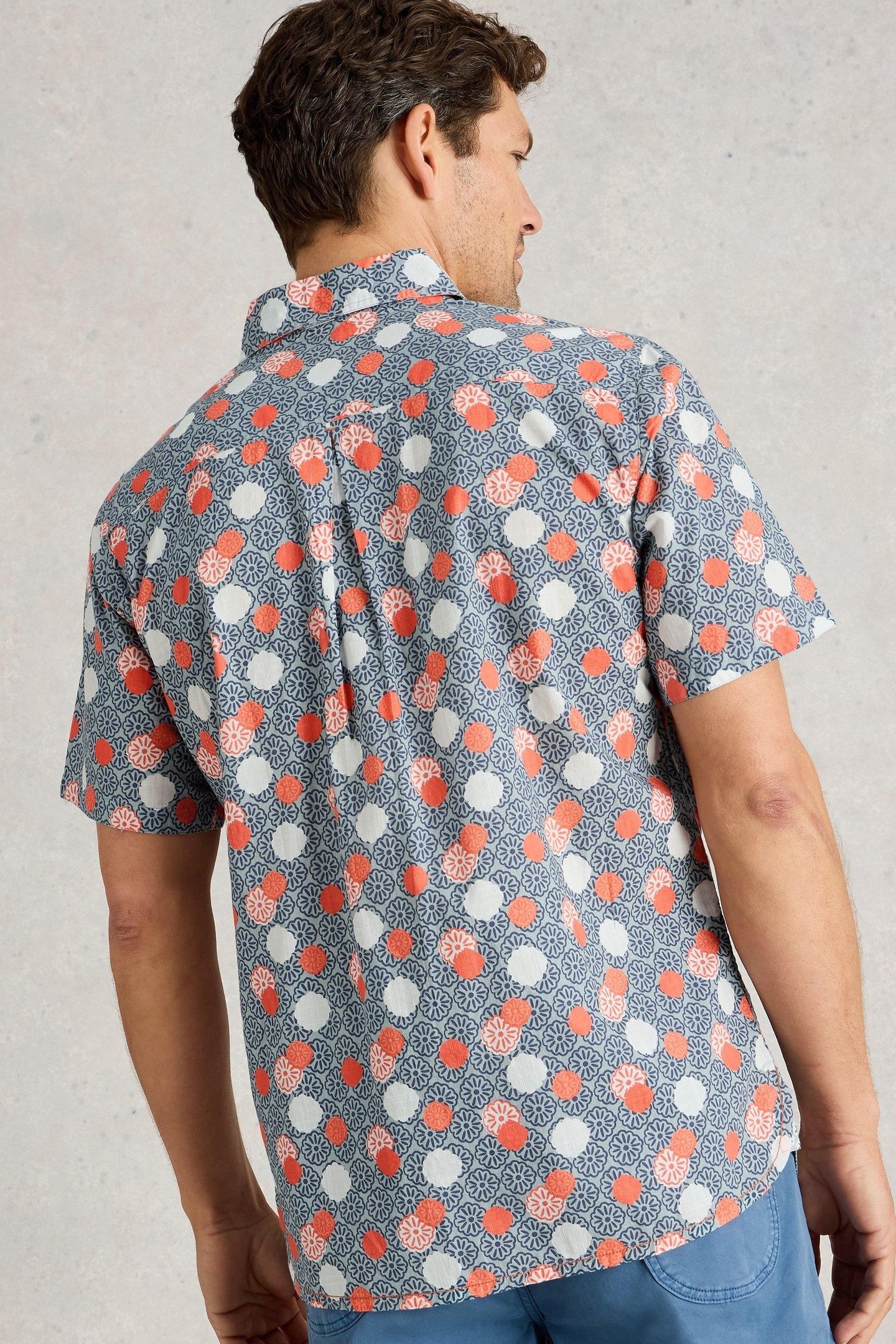 FLORAL STAMP SS PRINTED SHIRT BLUE PRINT 2