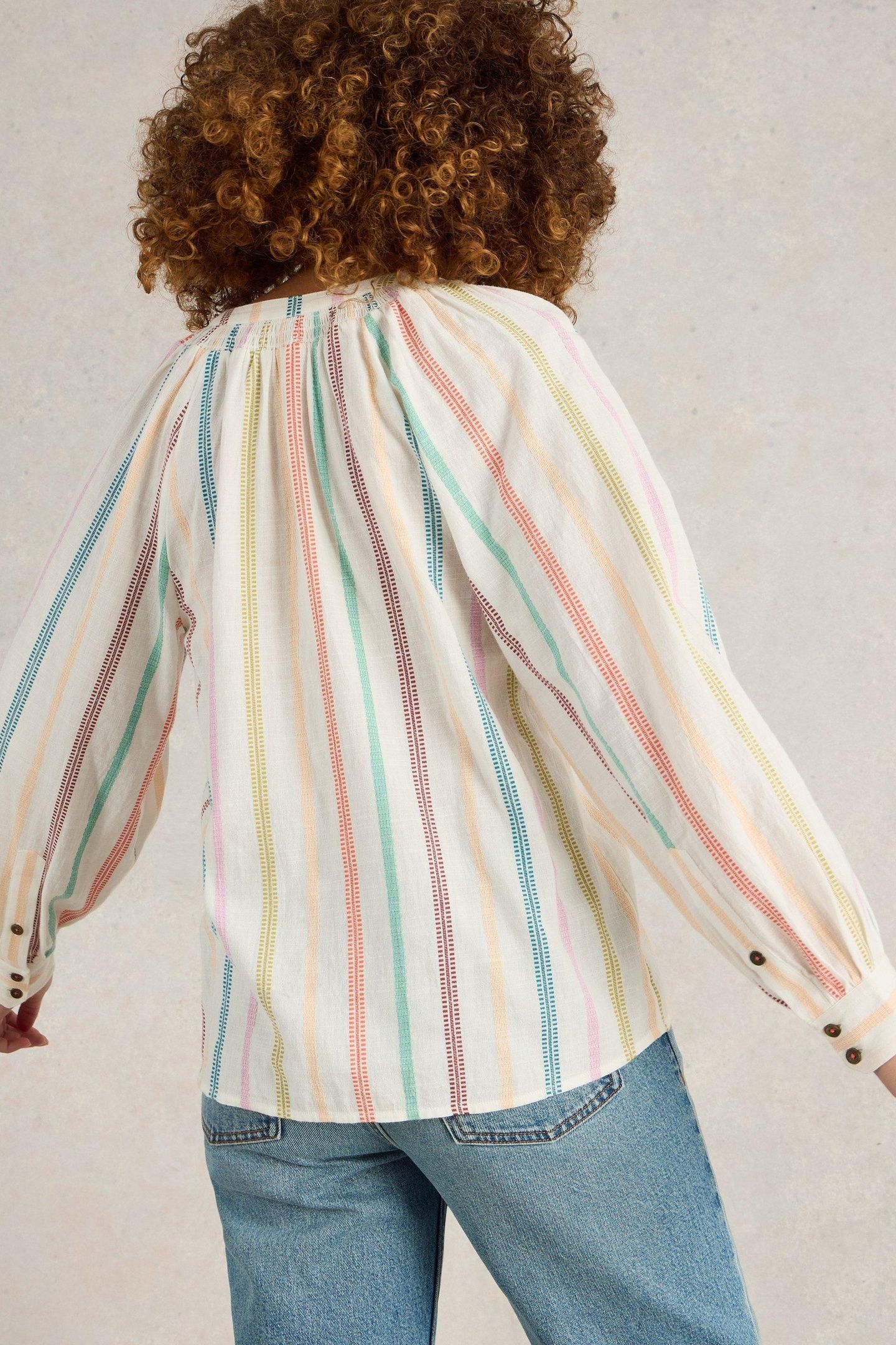 GILLY STRIPE JAQUARD TOP NATURAL MULTI 3