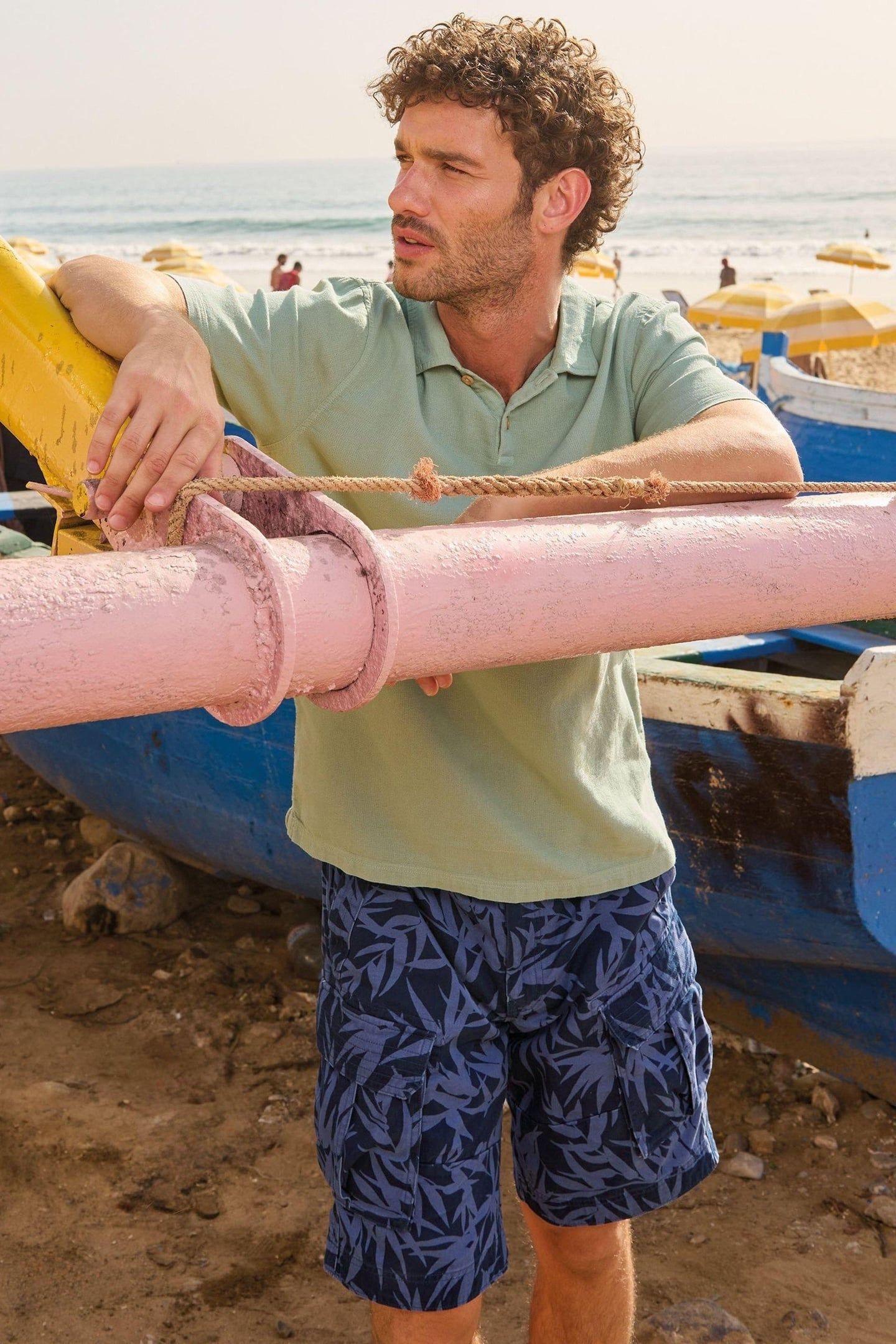 HALSALL PRINTED CARGO SHORT NAVY PRINT 8