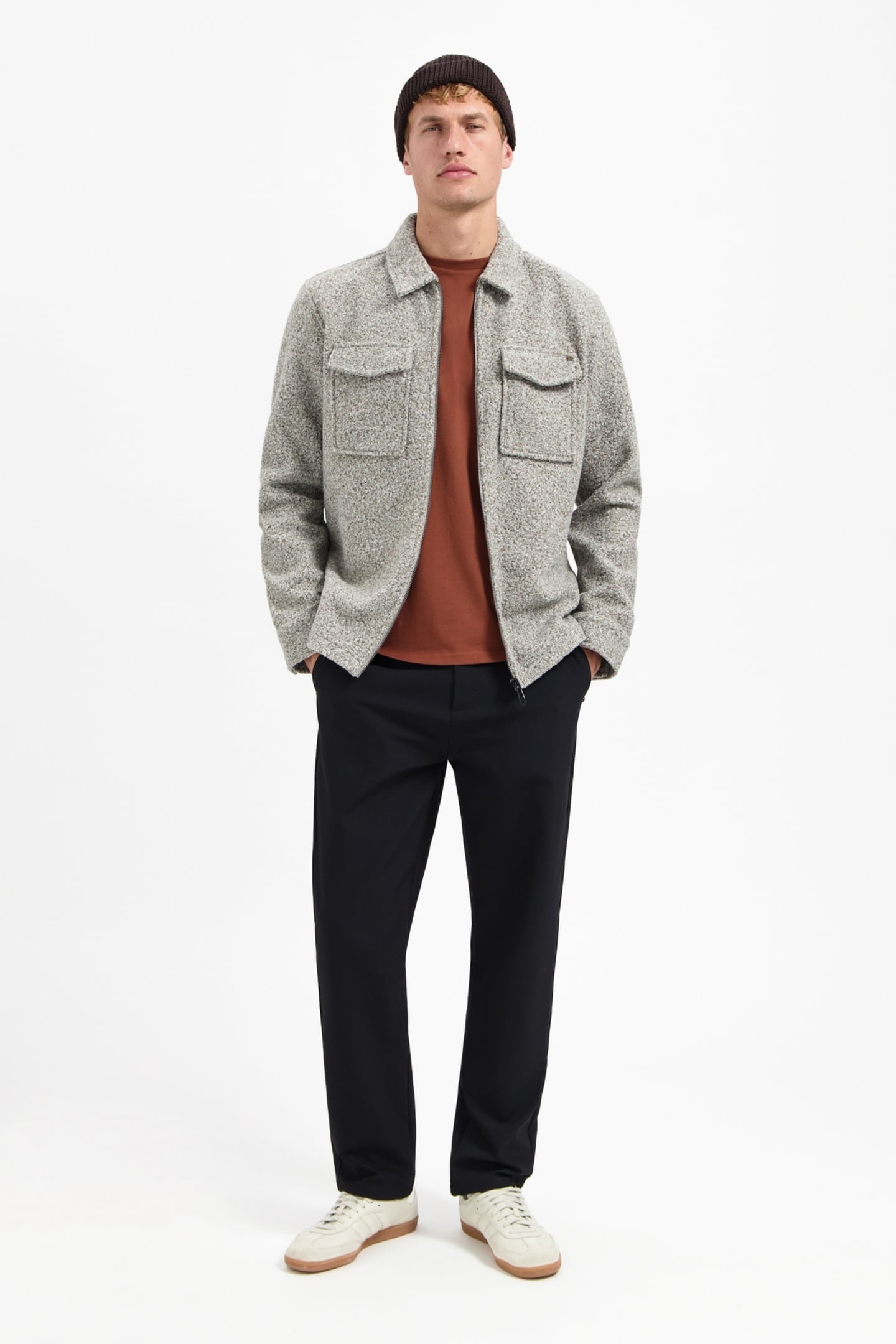 OVERSHIRT ZIPPER WOOL LOOK GREY MELANGE 1
