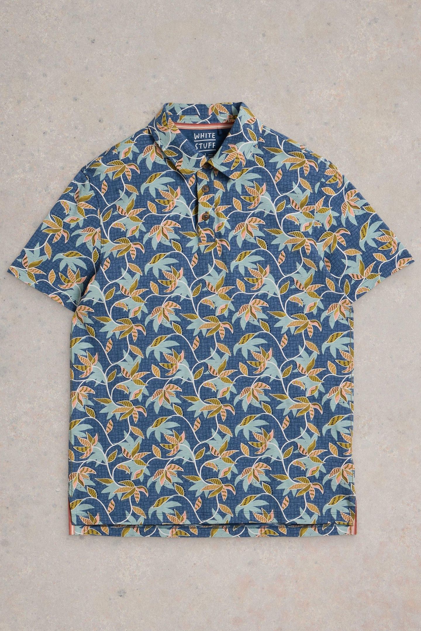BAMBOO LEAVES PRINTED POLO BLUE PRINT 4