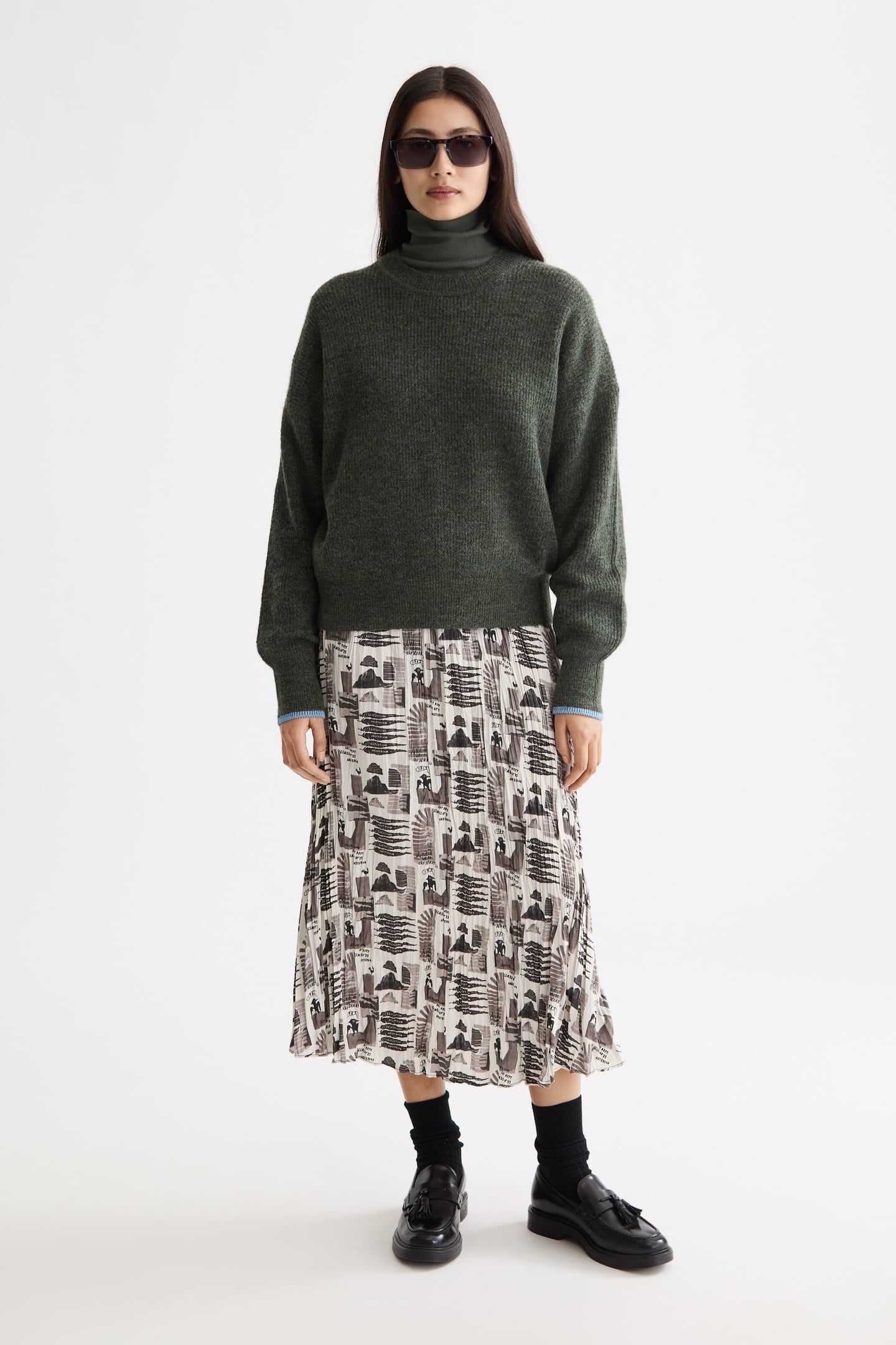FUZZY CREW NECK PULLOVER THYME MELANGE 2