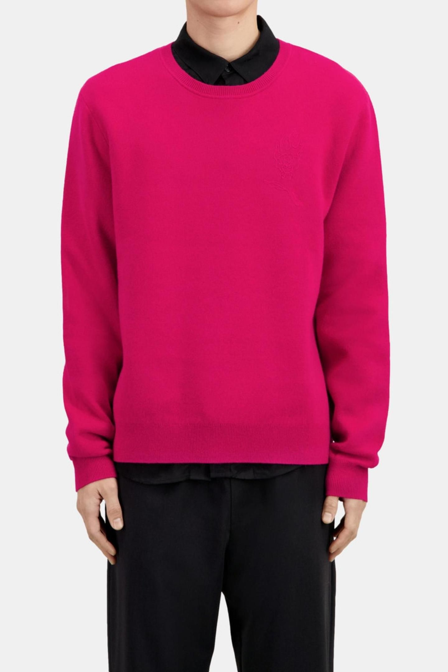ROUND NECK SWEATER WITH CHEST EMBROIDERY CHERRY 2