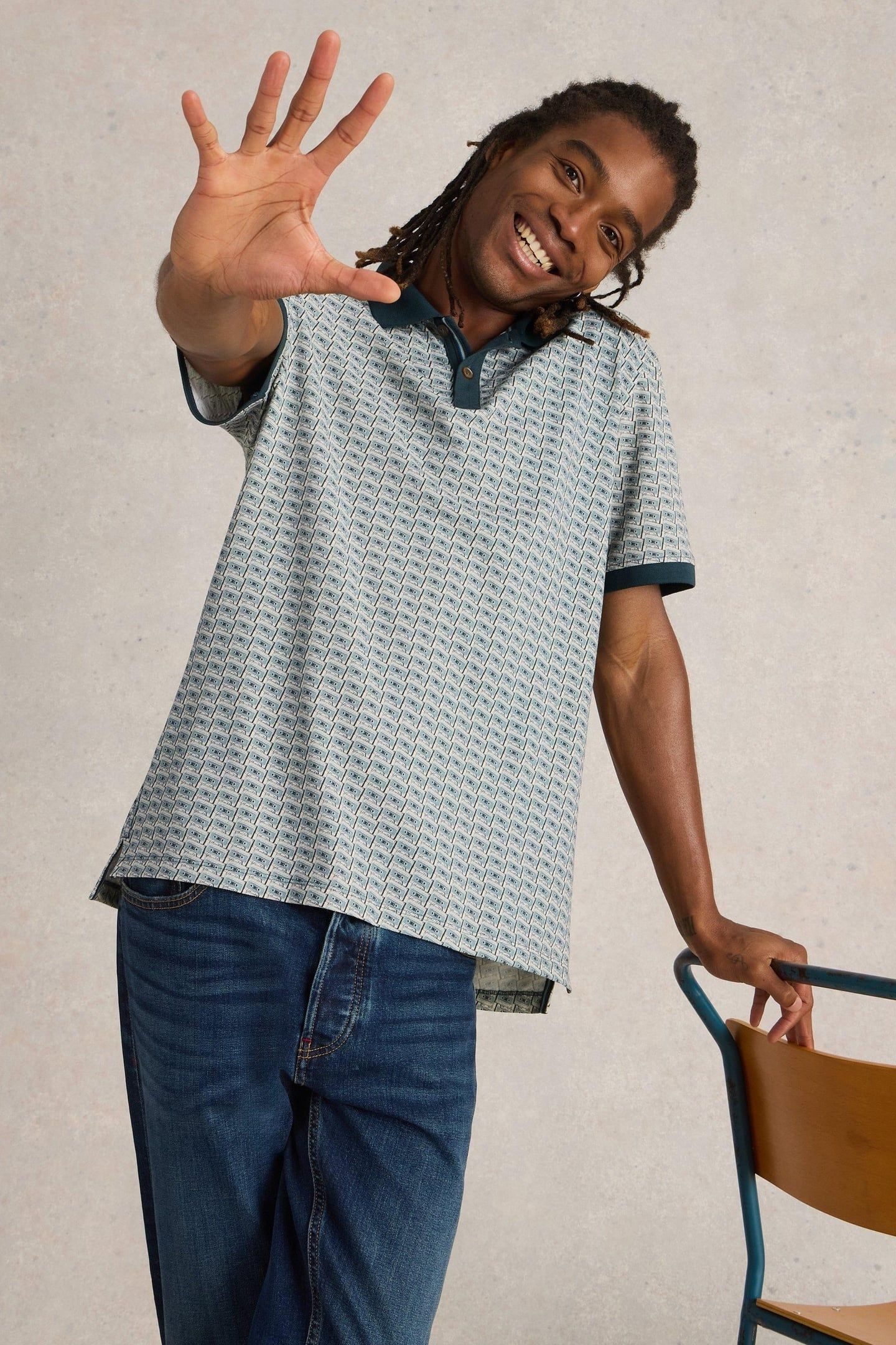 CASETTE TAPE PRINTED POLO TEAL PRINT 7