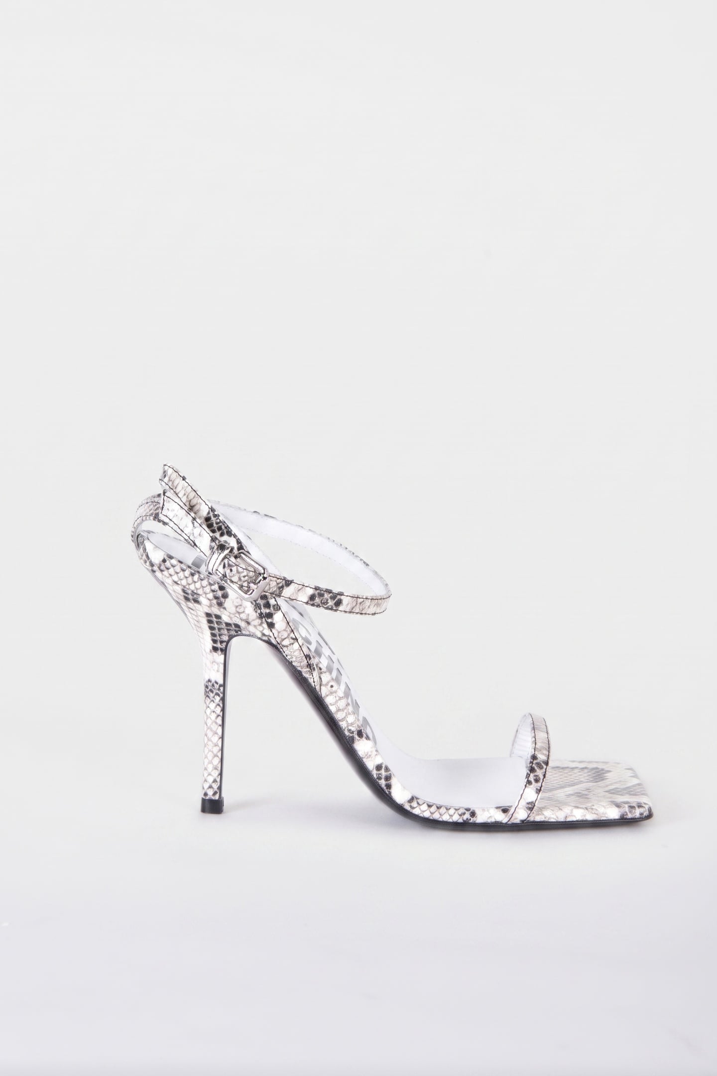 TINA PYTHON-PRINT CALFSKIN SANDALS GREY 1