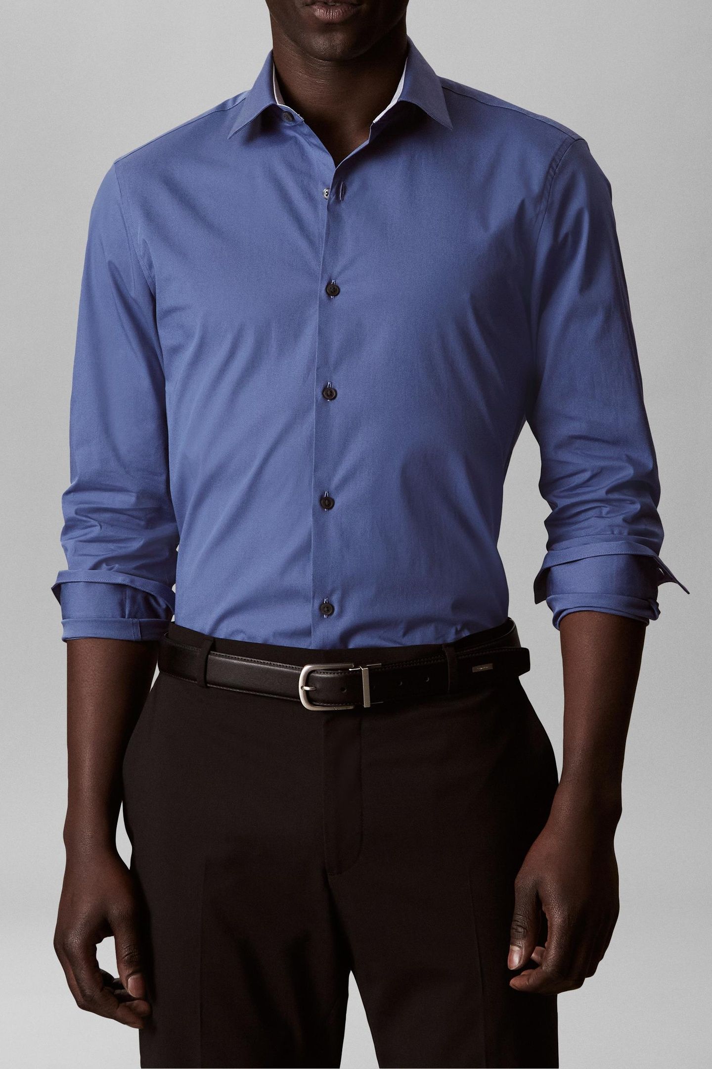 SLIM ESSENTIAL POPLIN SHIRT MEDIUM BLUE 1