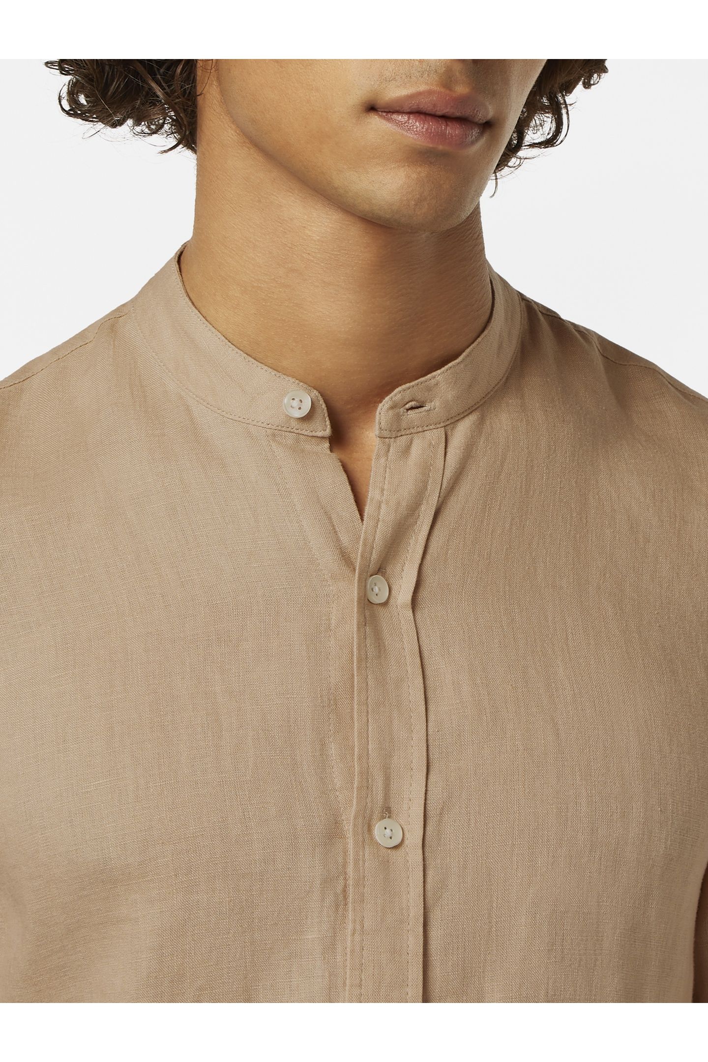SEASONAL CORE - REGULAR FIT STAND-UP COLLAR LINEN SHIRT SOFT 4
