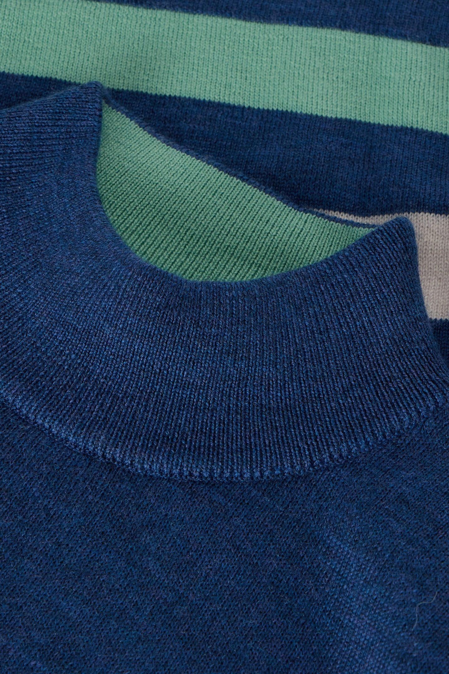 ROLL NECK MERINO JUMPER BLUE MULTI 5