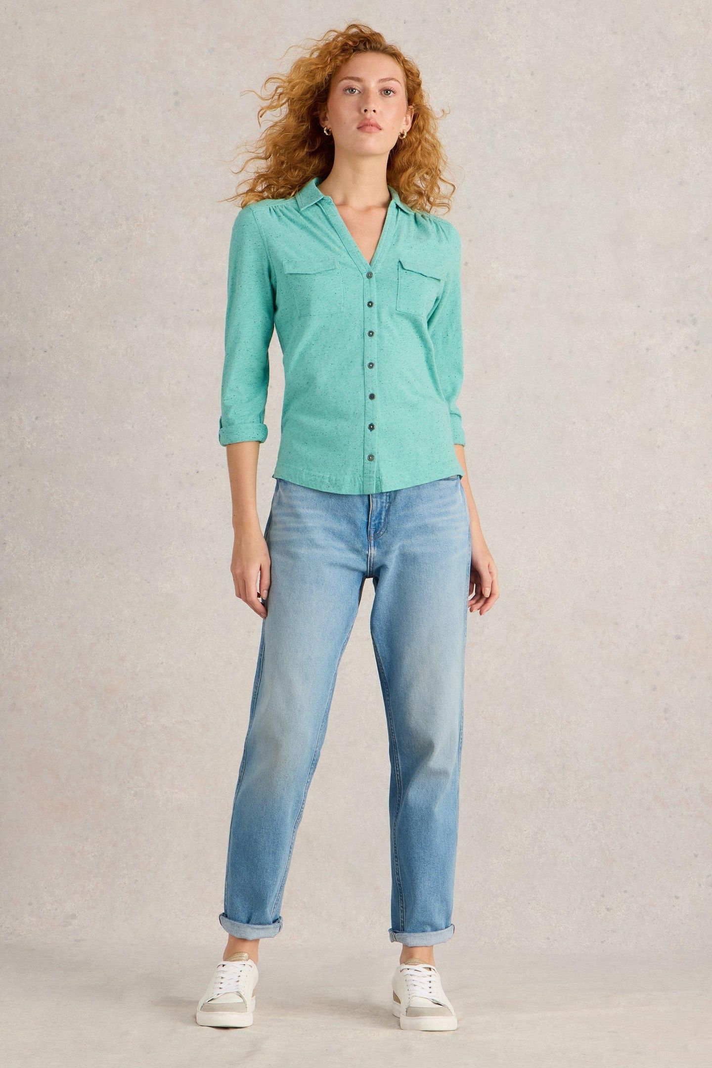 ANNIE POCKET JERSEY SHIRT BRIGHT BLUE 1