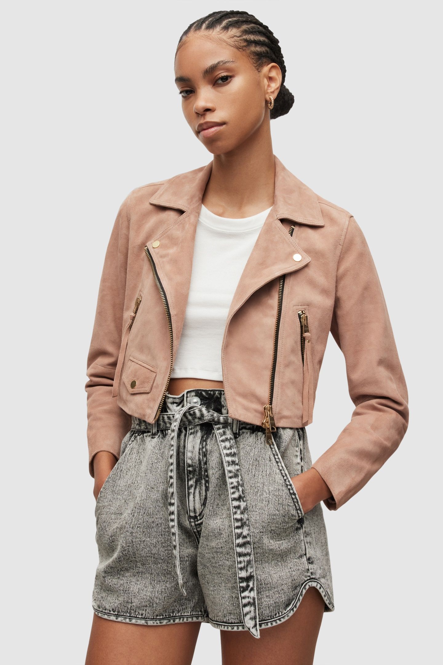 ELORA SUEDE BIKER MISTY PINK 2