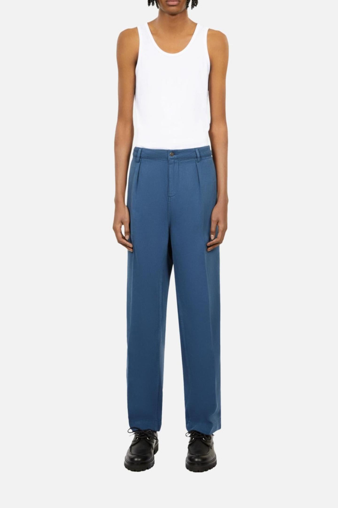 CASUAL TROUSERS WITH ITALIAN POCKETS AND PLEATS MIDDLE NAVY 1