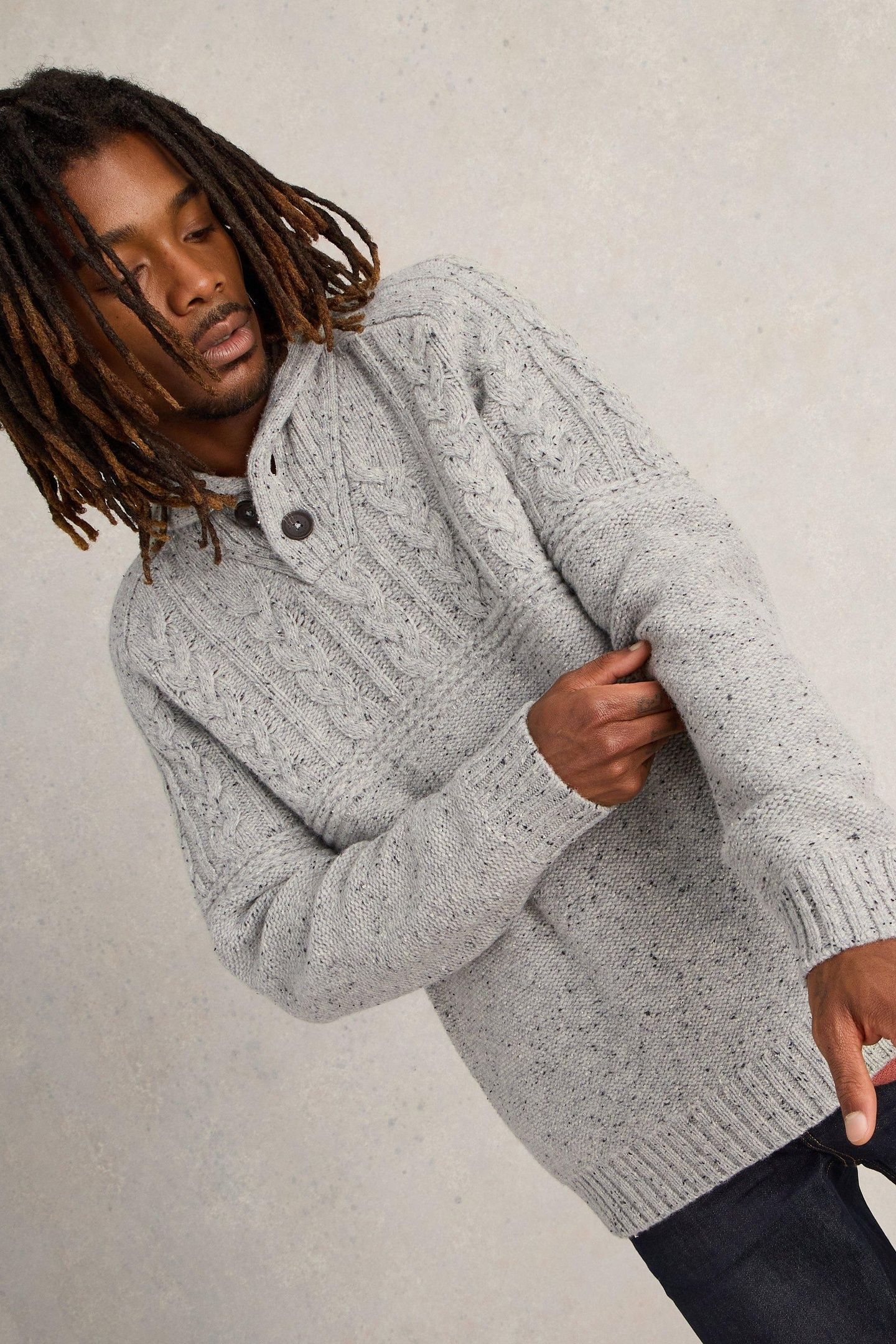 BERKLEY SHAWL NECK JUMPER LIGHT GREY 7