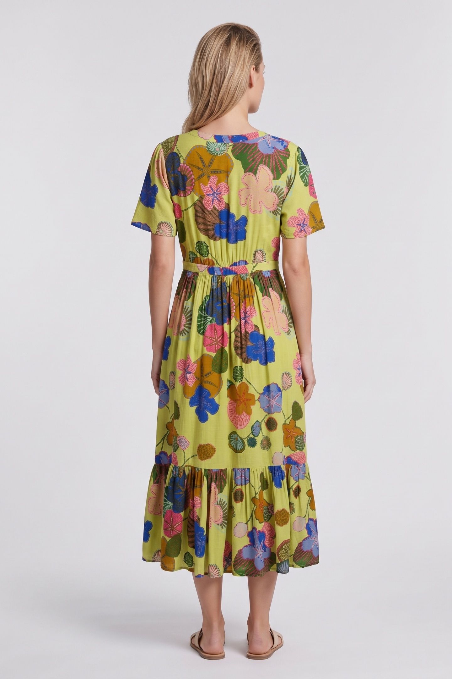 PHOEBE MIDI DRESS GREEN MULTI 2