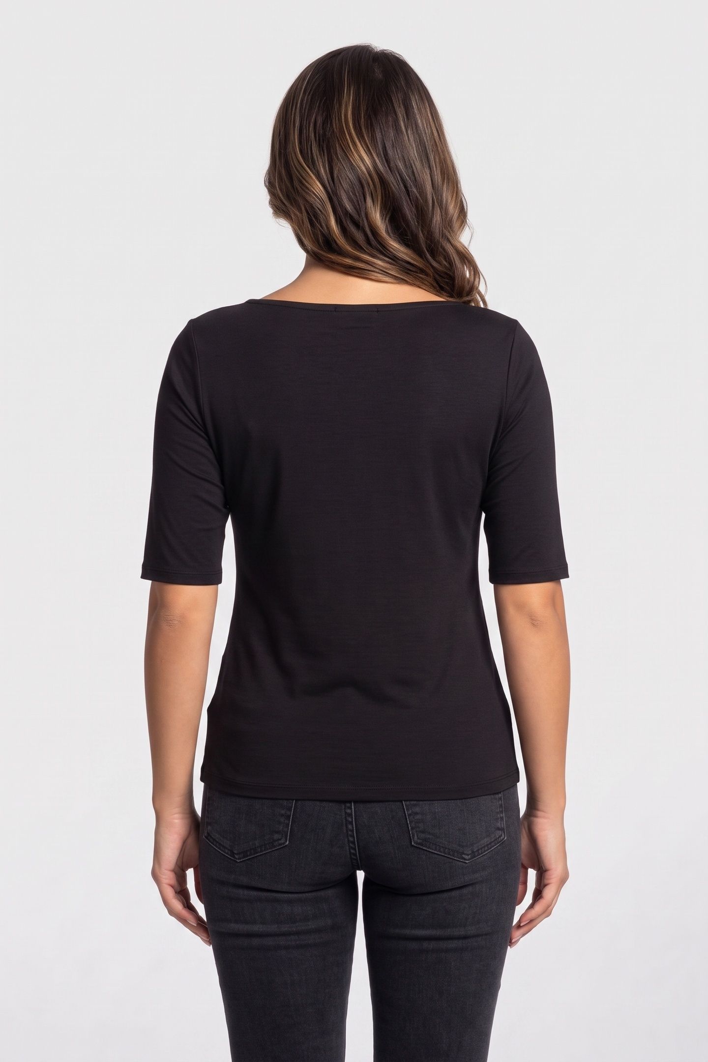 HALF SLEEVE SUPIMA BOAT TOP BLACK 2